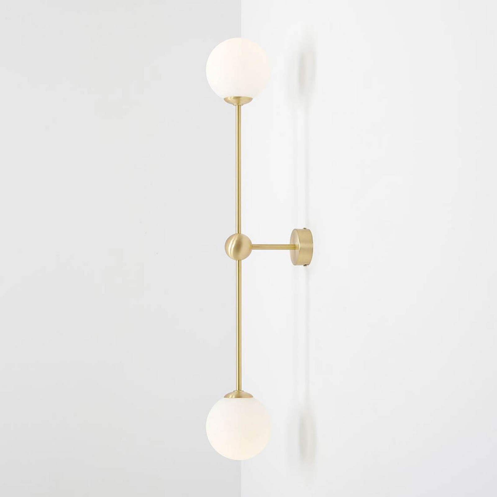 Applique Alison, à 2 lampes, laiton/blanche, 89 cm
