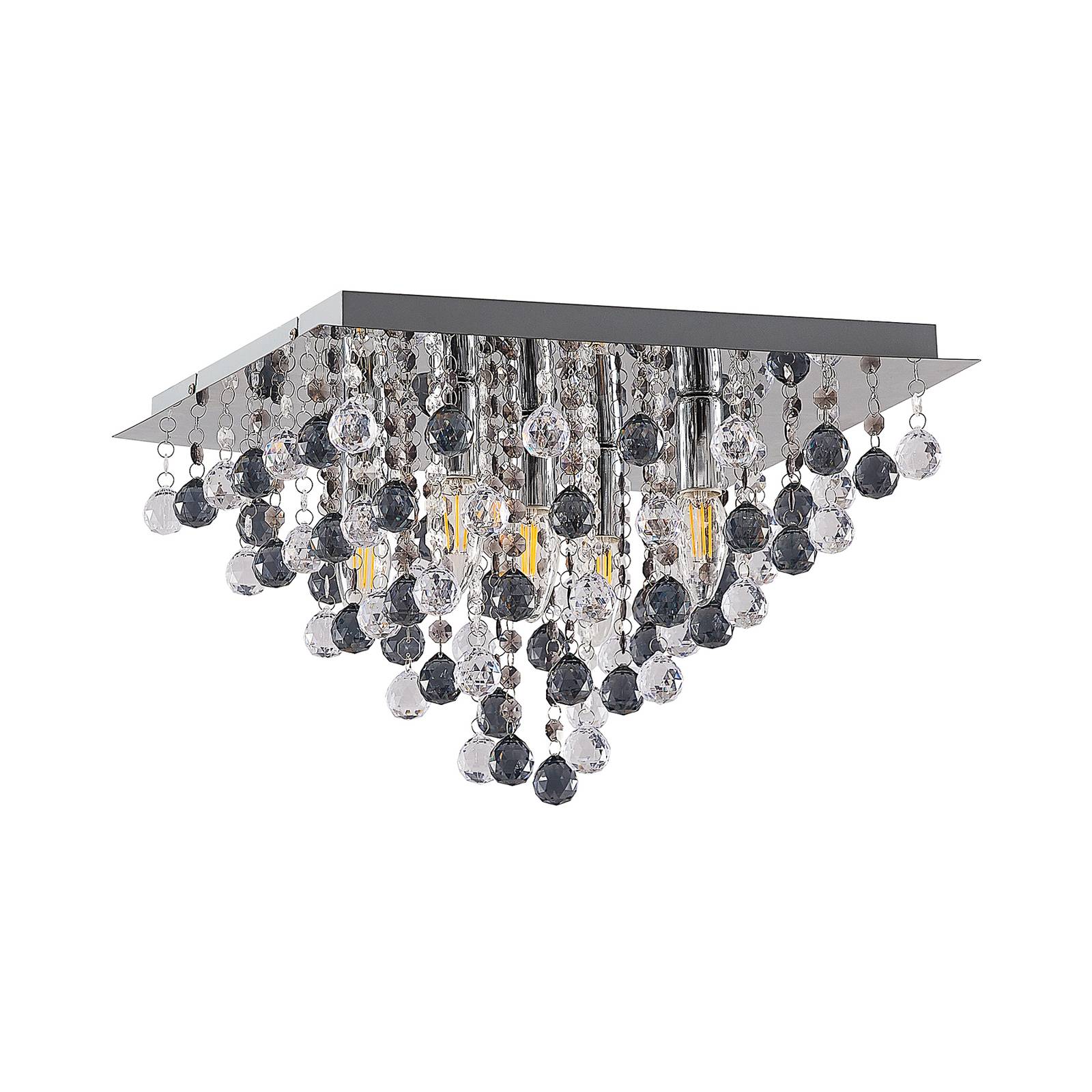 Lindby Maram ceiling lamp, acrylic, angular, for Living / Dining Room, acrylic, steel, E14, 15 W, L: 42 cm, W: 42 cm, H: 27 cm