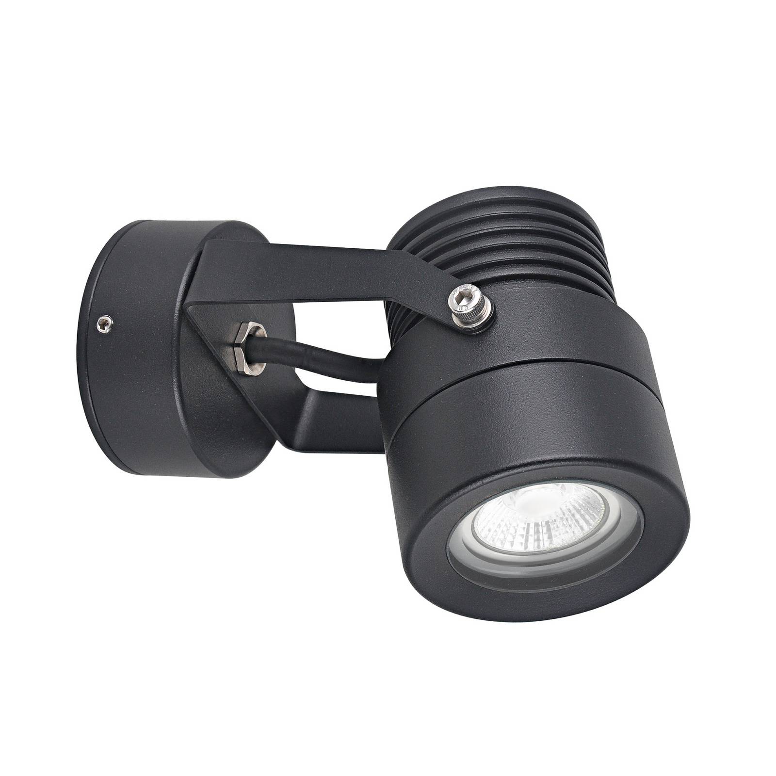 LCD Spot mural extérieur 5119, noir, Ø 7 cm, métal, IP54, GU10