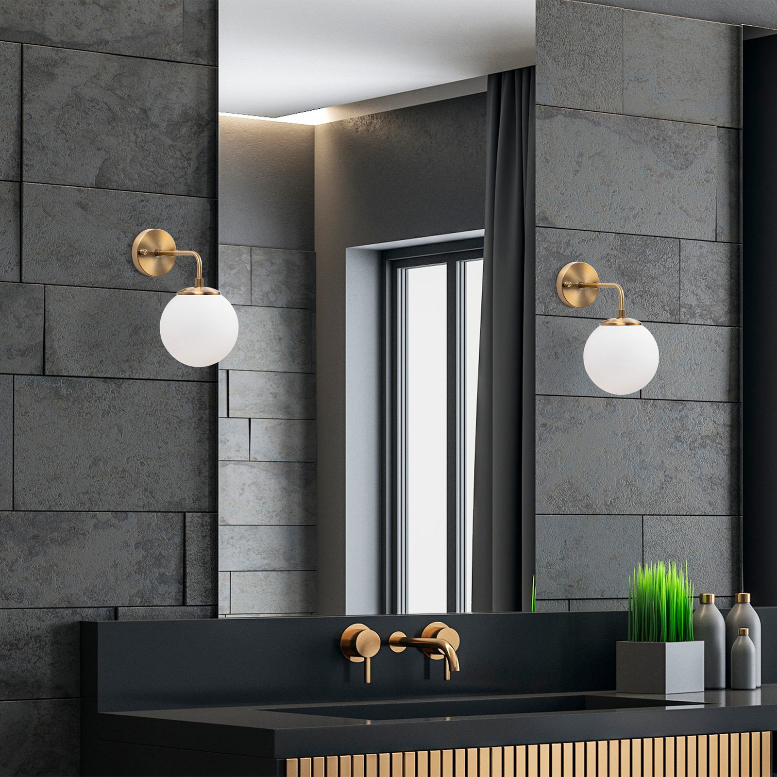 Opviq Aplică de perete Viran auriu antic sticlă înălțime 25 cm E14 - Camera de zi / sufragerie - auriu antic alb