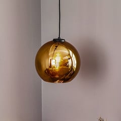 Lampada a sospensione Polaris, vetro specchiato, oro