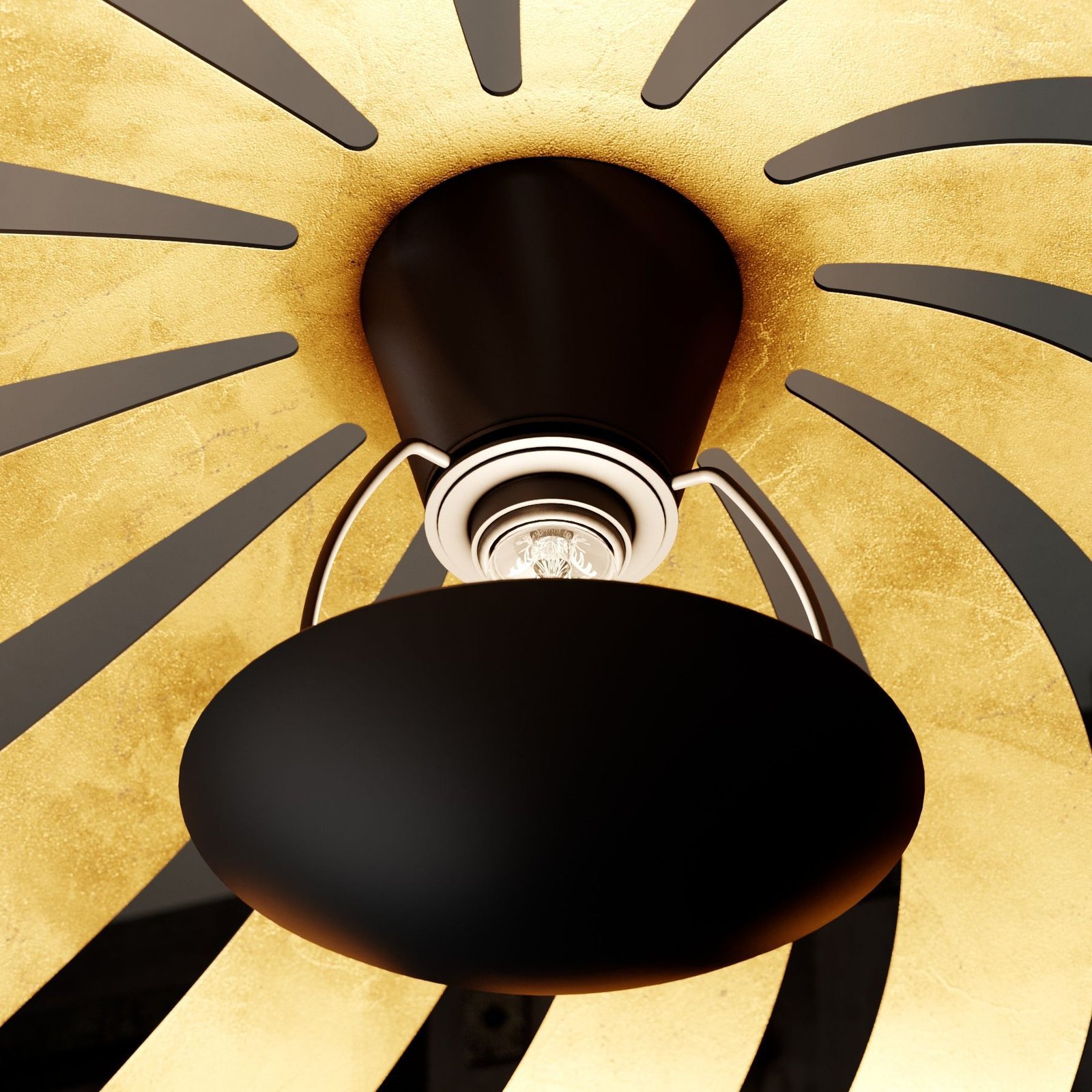 Lucande Archilleas hanglamp, zwart-goud