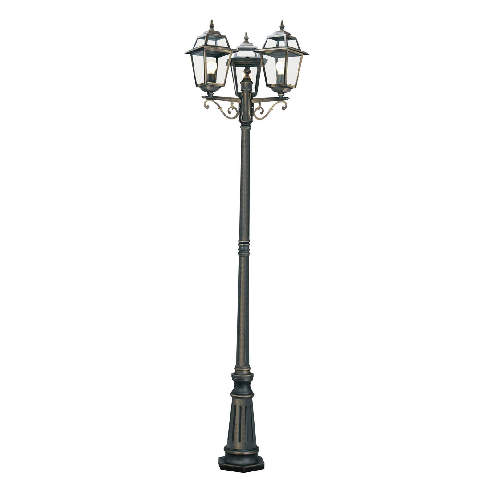 Lampe pour mât New Orleans noire-dorée 3 lampes