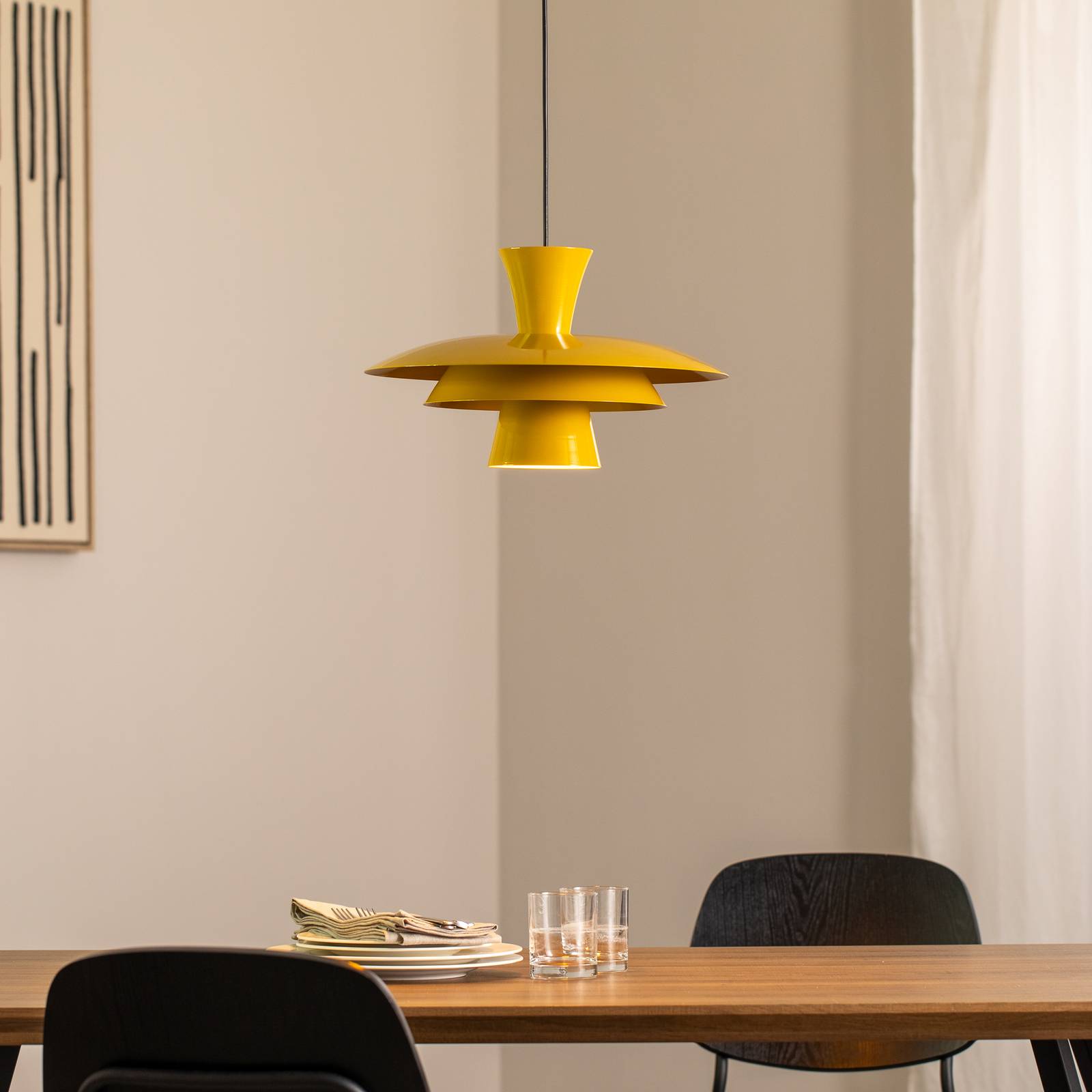 Hängeleuchte Plato, senfgelb, Metall, Ø 38 cm, E27 günstig online kaufen