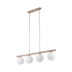 Virlo-riippuvalaisin, 4-lamppuinen, puu, opaali-lasi, pituus 95 cm