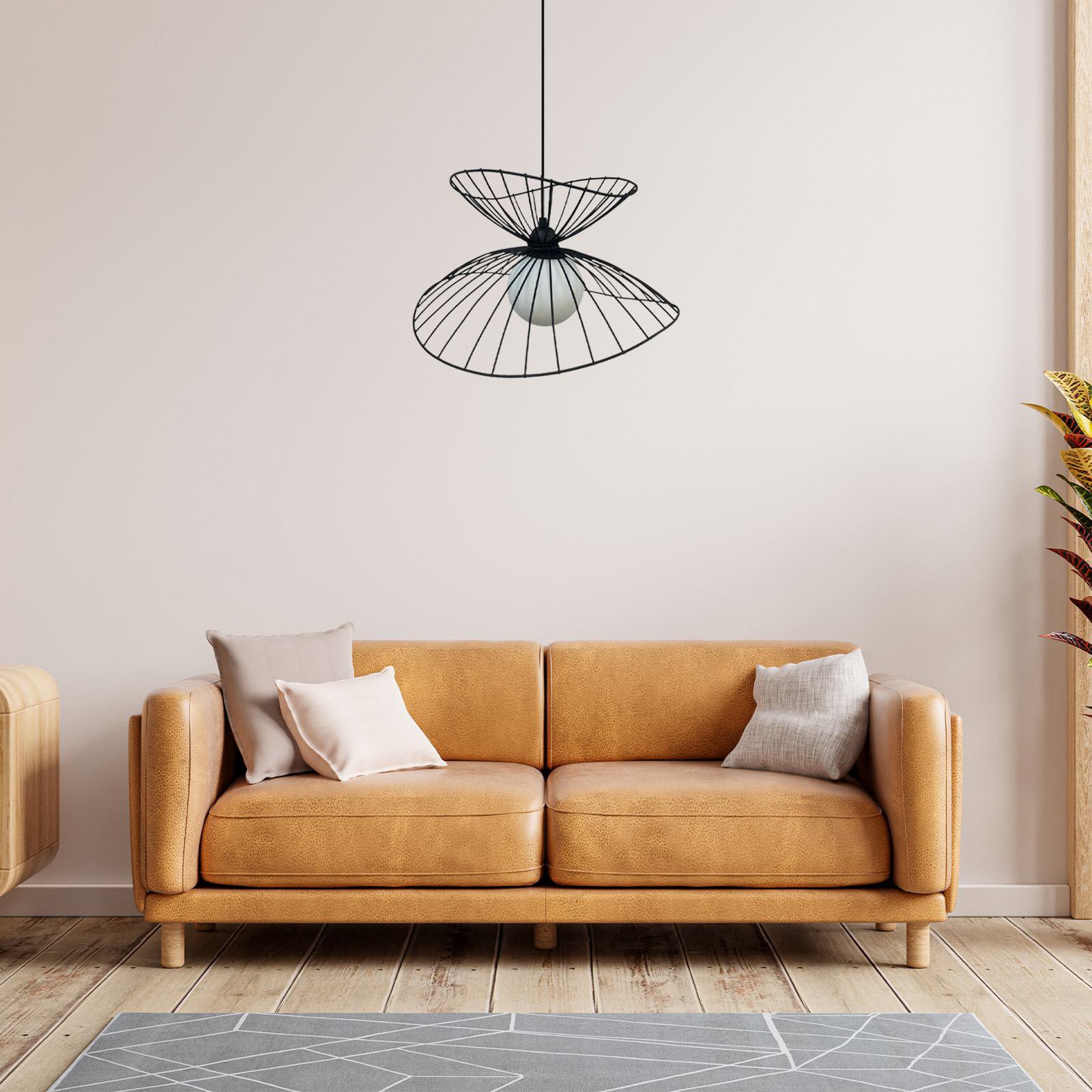 Suspension Vertigo, noir, verre/métal, E27, Ø 50 cm