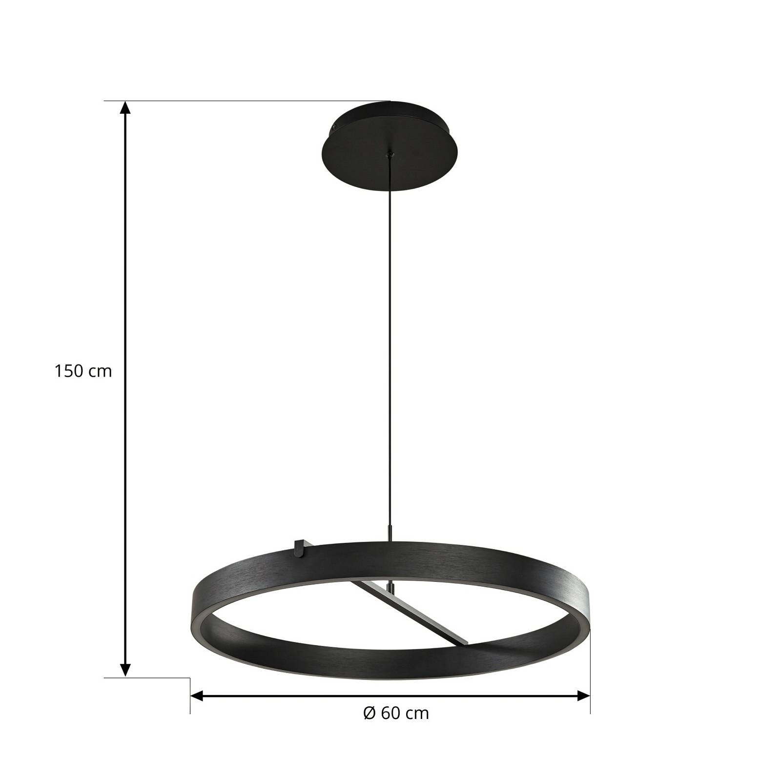 Lucande Żyrandol LED Rovan, Ø 60 cm, czarny, CCT, ściemniany