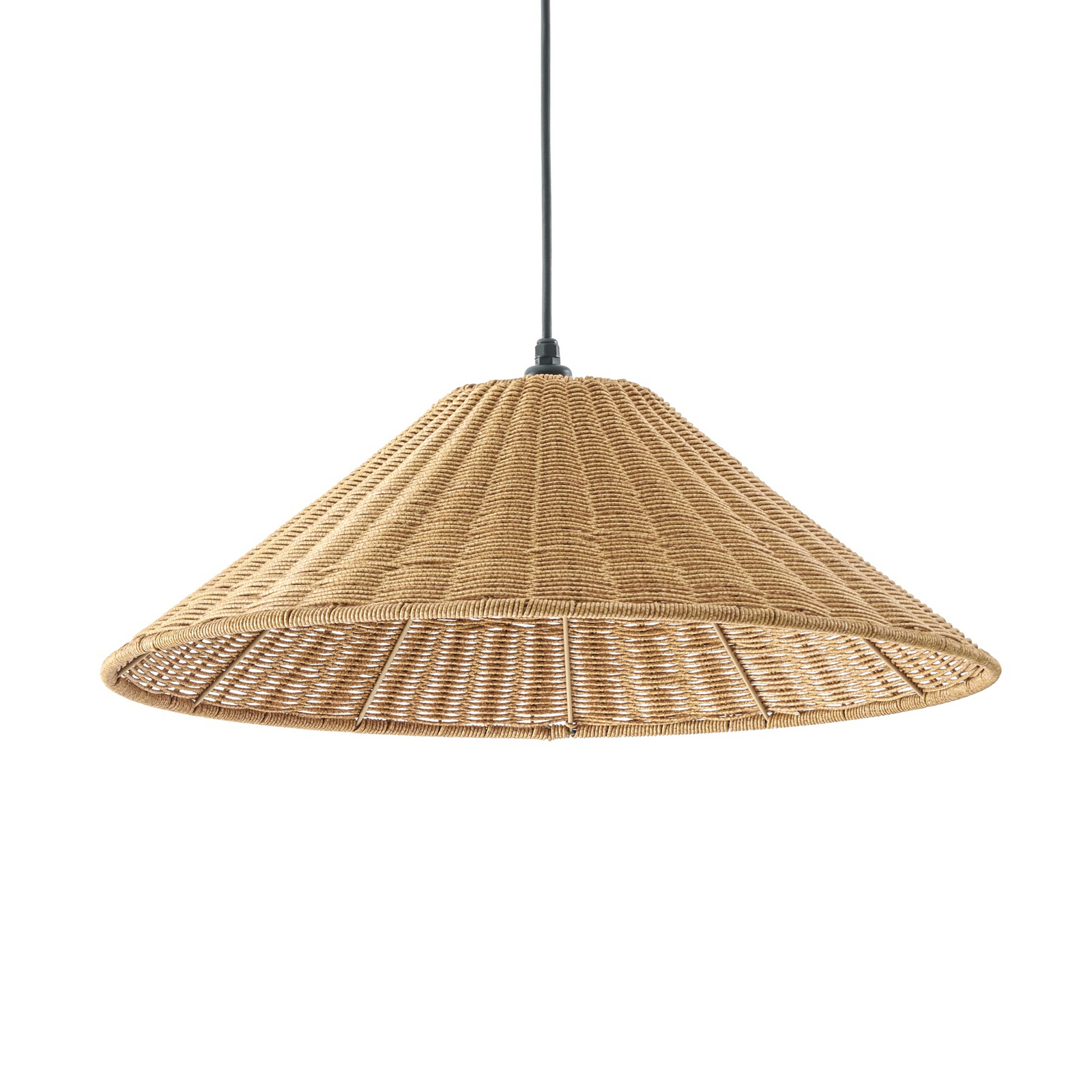 Taniola kültéri függesztett lámpa, Ø 60 cm, E27, kúpos, rattan, IP44 - Lucande