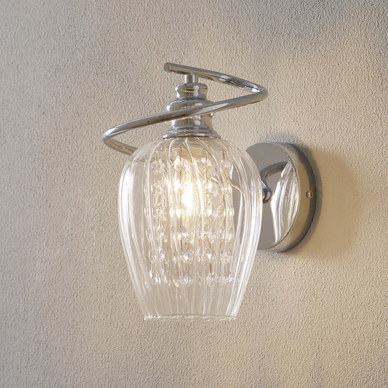 Maytoni Blues wall light, transparent glass, for Living / Dining Room, metal, glass, E14, 40 W, energy efficiency: A++, W: 14 cm, H: 25 cm