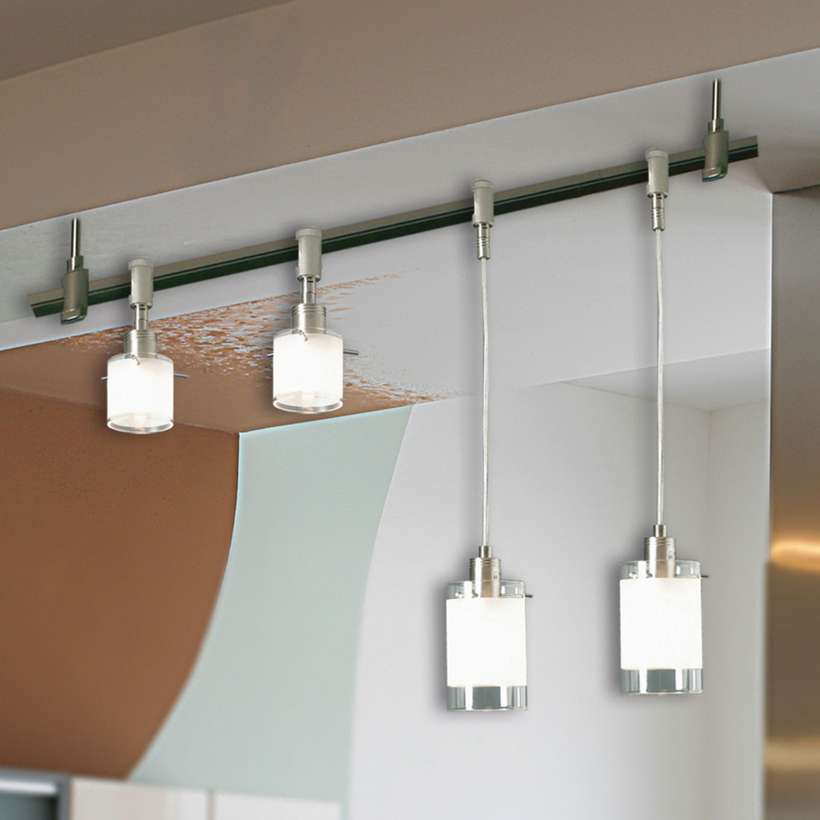 Pamalux Ripa spotlight for Spino track G9 nickel, for Hallway, metal, glass, G9, 40 W, energy efficiency: A++, H: 15 cm