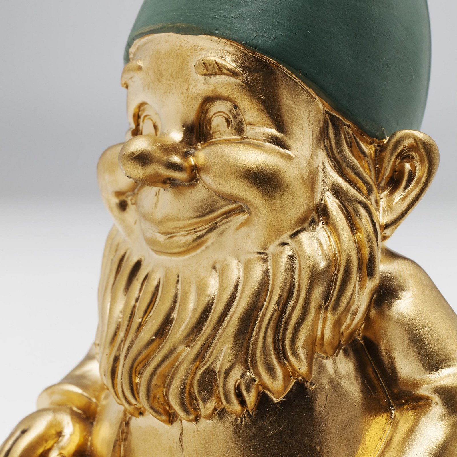 KARE decorative figurine dwarf Sitting, green/gold-coloured, polyresin