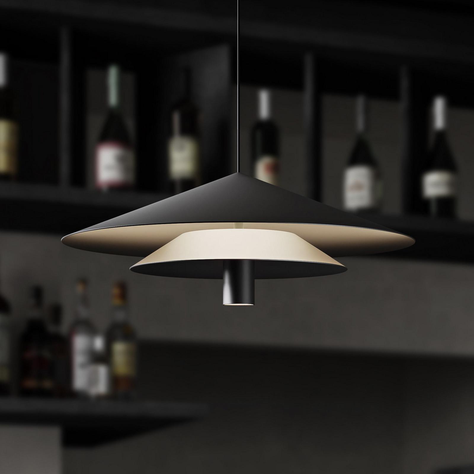 Karman lampă suspendată LED ASSO negru metal Ø 42 cm - Camera de zi / sufragerie - Design - negru mat - Aluminiu