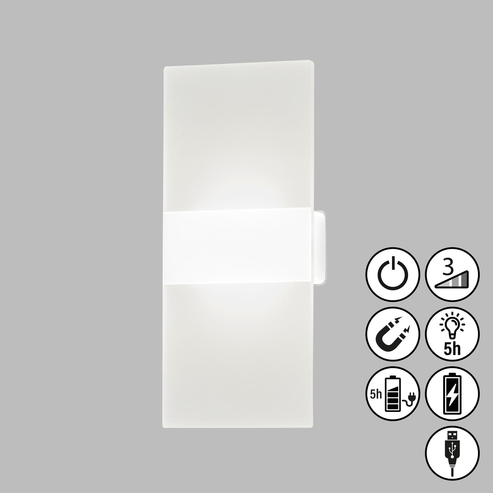 Magnetics LED-vägglampa, vit, dimbar, 22,5 cm hög