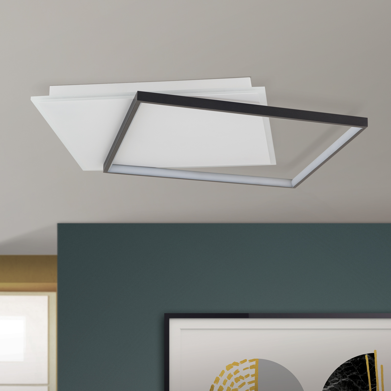 Emanuel LED ceiling lamp, white/black