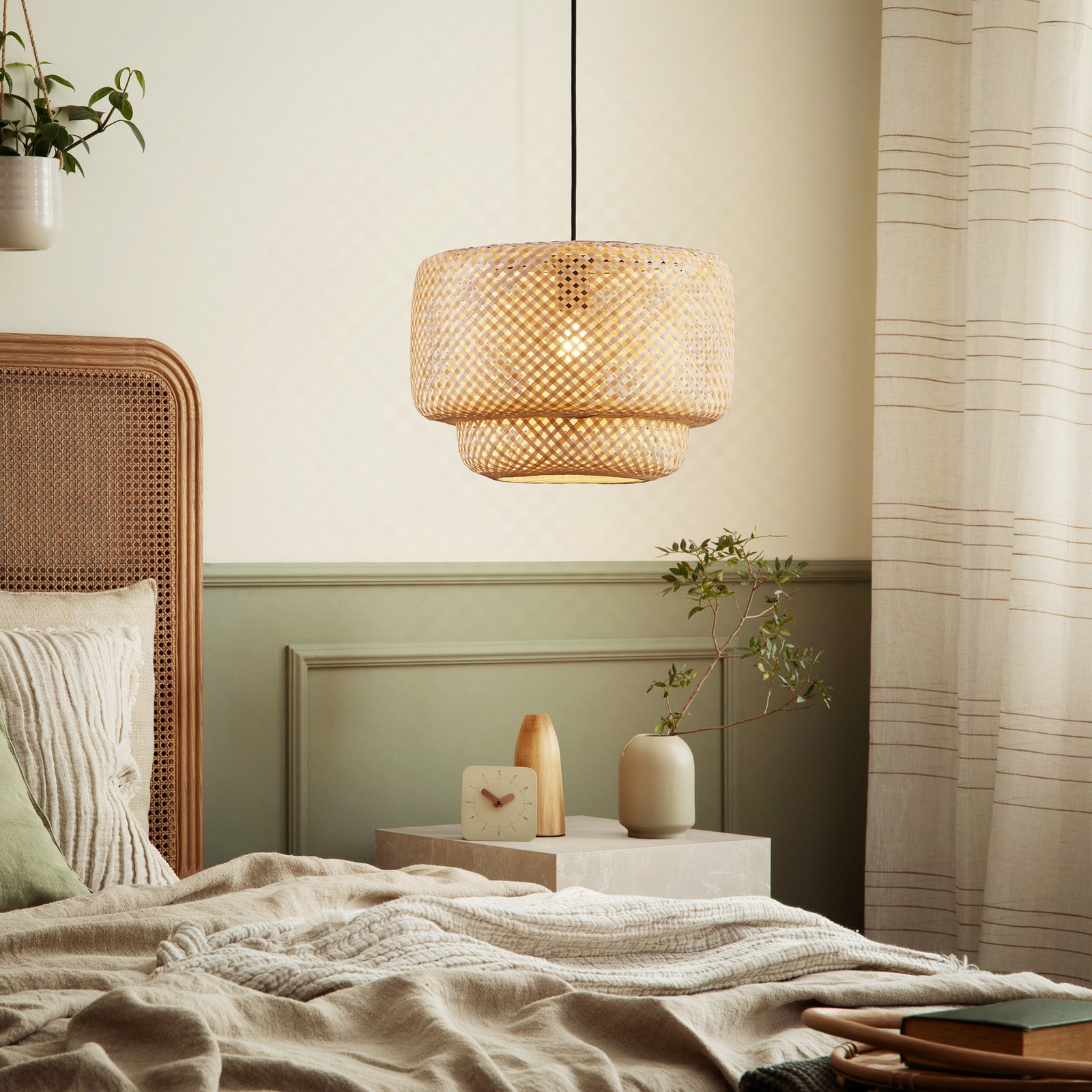 Hettonle lampă suspendată abajur bambus, Ø 42 cm