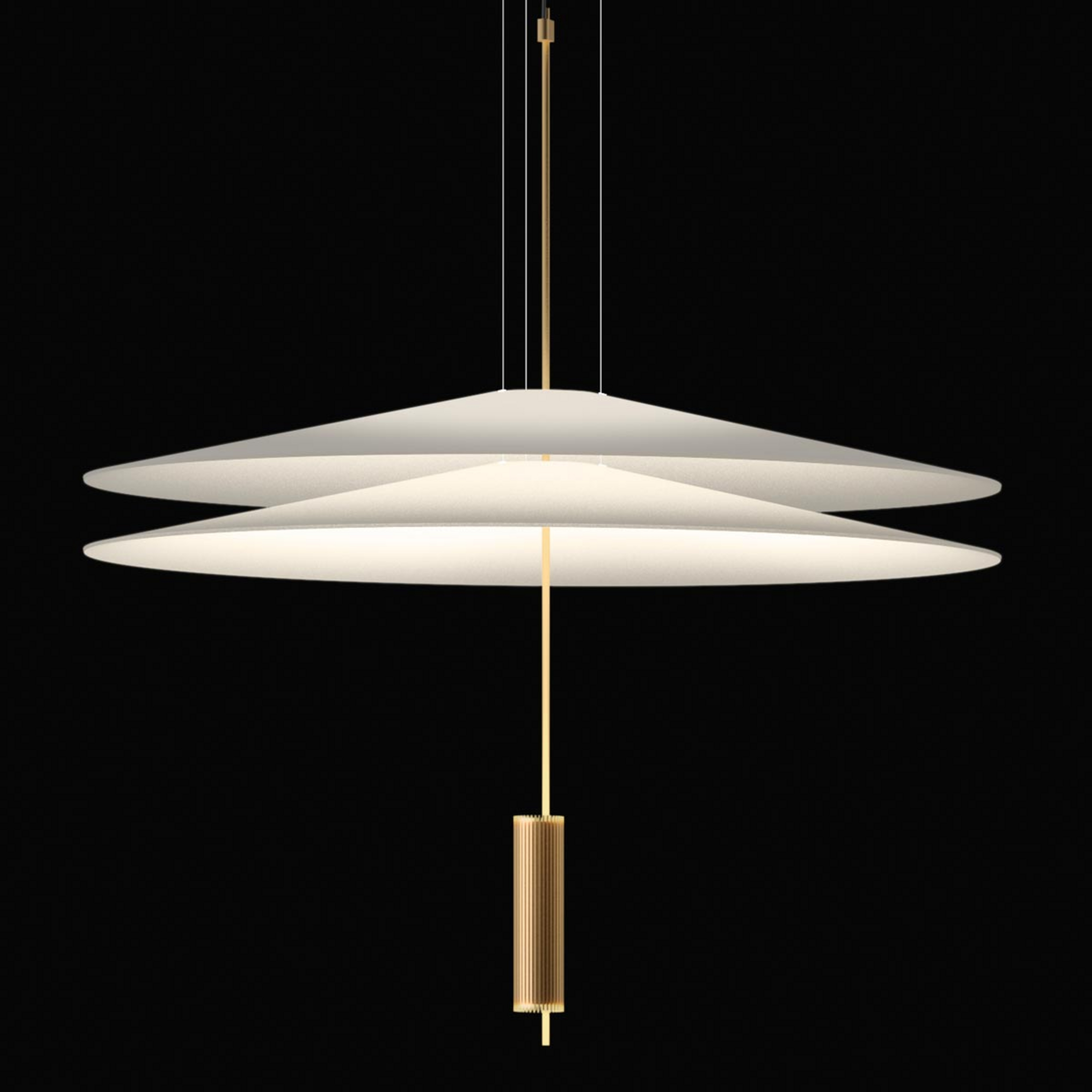 Vibia Flamingo - Suspension LED 2 abat-jours, dorée
