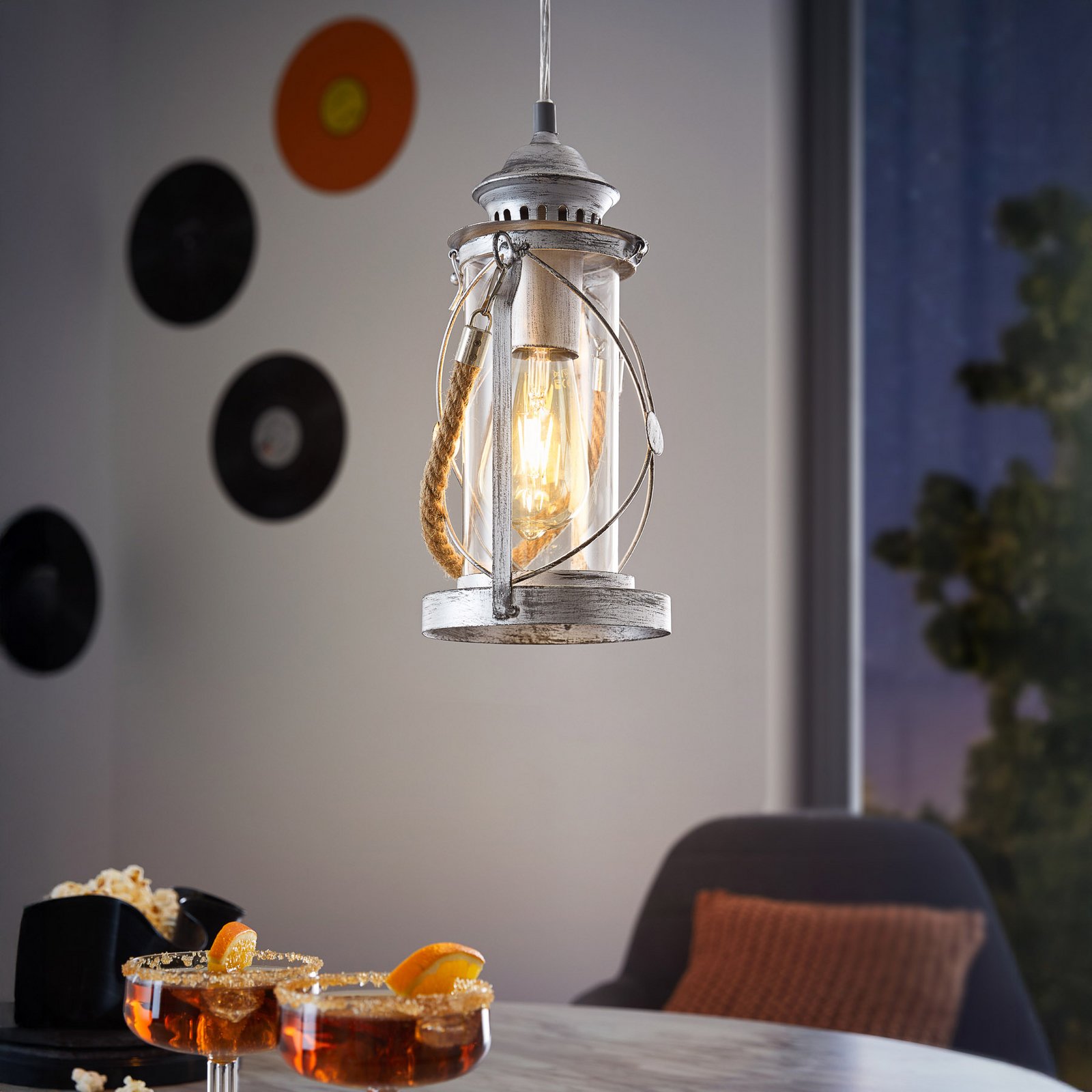 Lámpara colgante Fedor diseño antiguo, plata