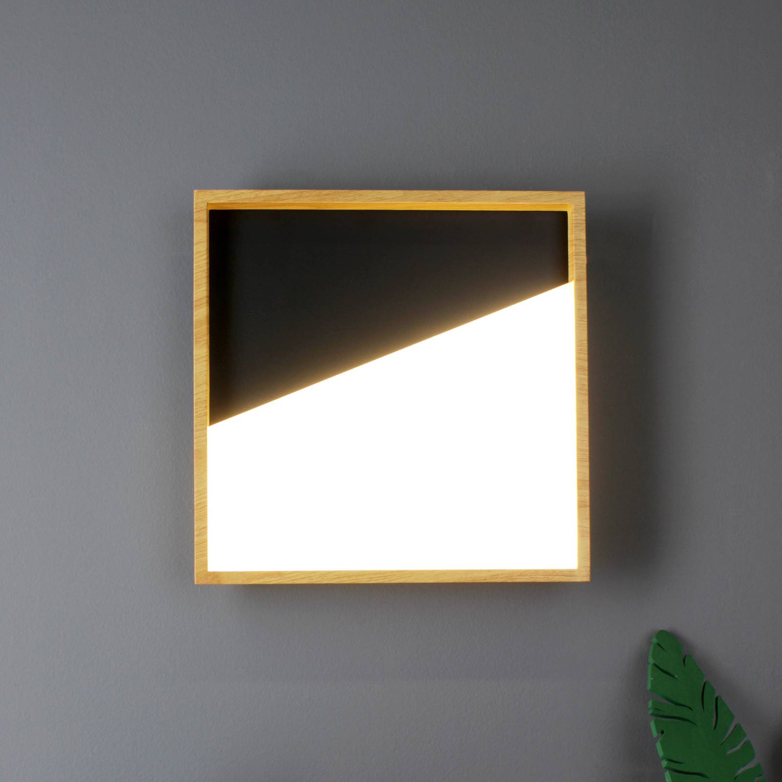 Eco-Light Applique murale LED Vista noir/bois clair 30 x 30 cm