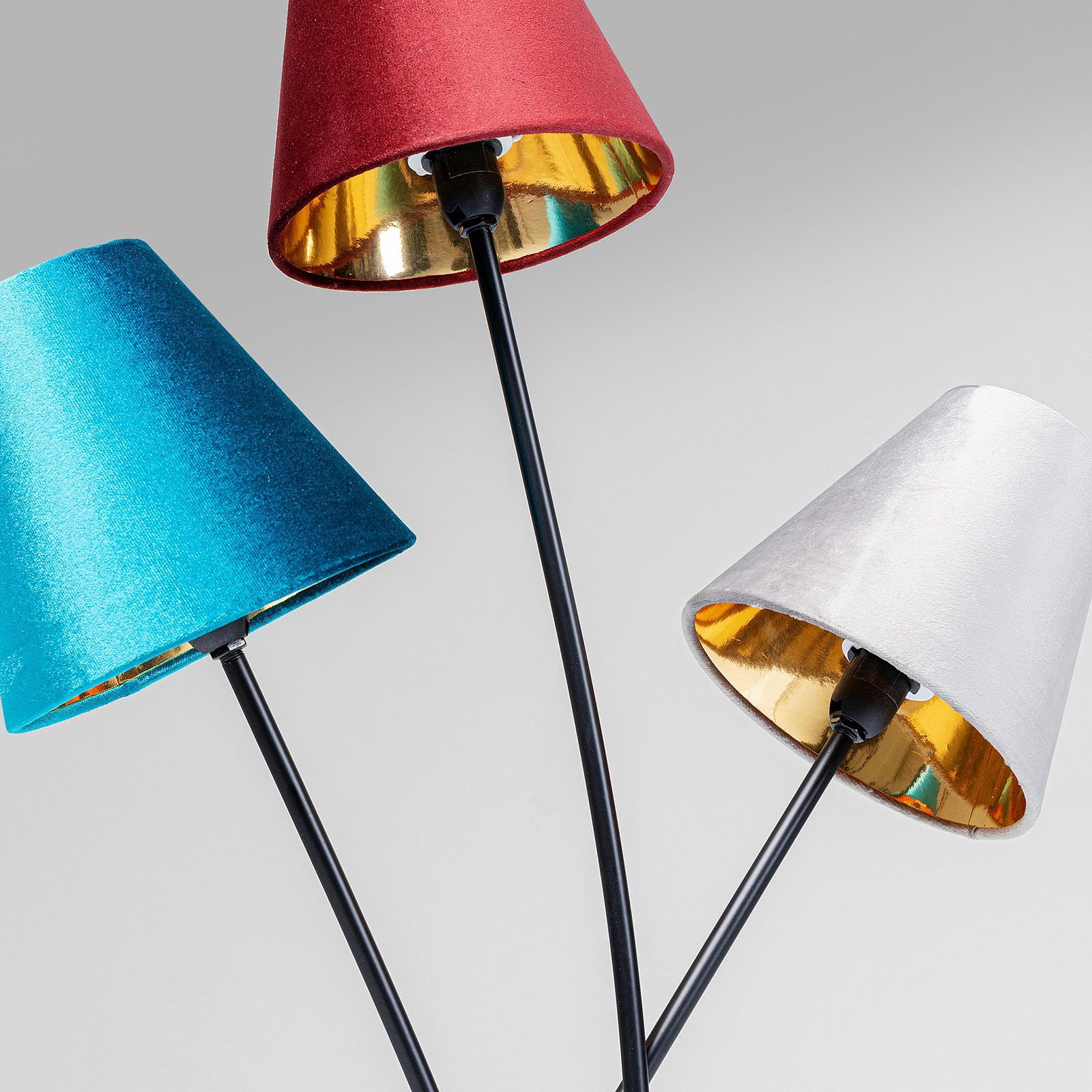 Kare KARE Flexible Velvet Tre, black/colourful, for Living / Dining Room, steel, polyester, E14, 40 W, energy efficiency: A++, W: 50 cm, H: 130 cm