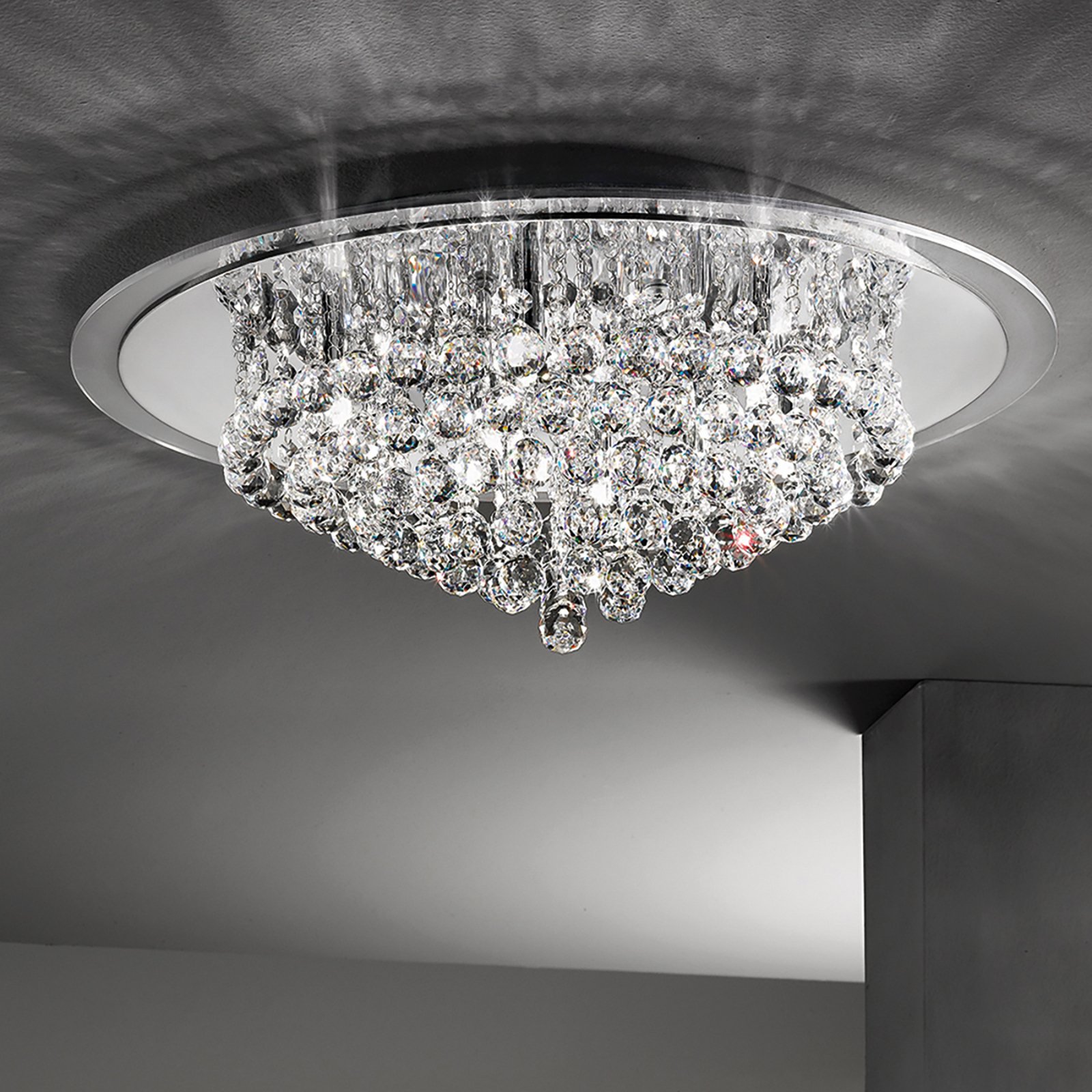 Carol Chrome Ceiling Light with Crystal Decoration