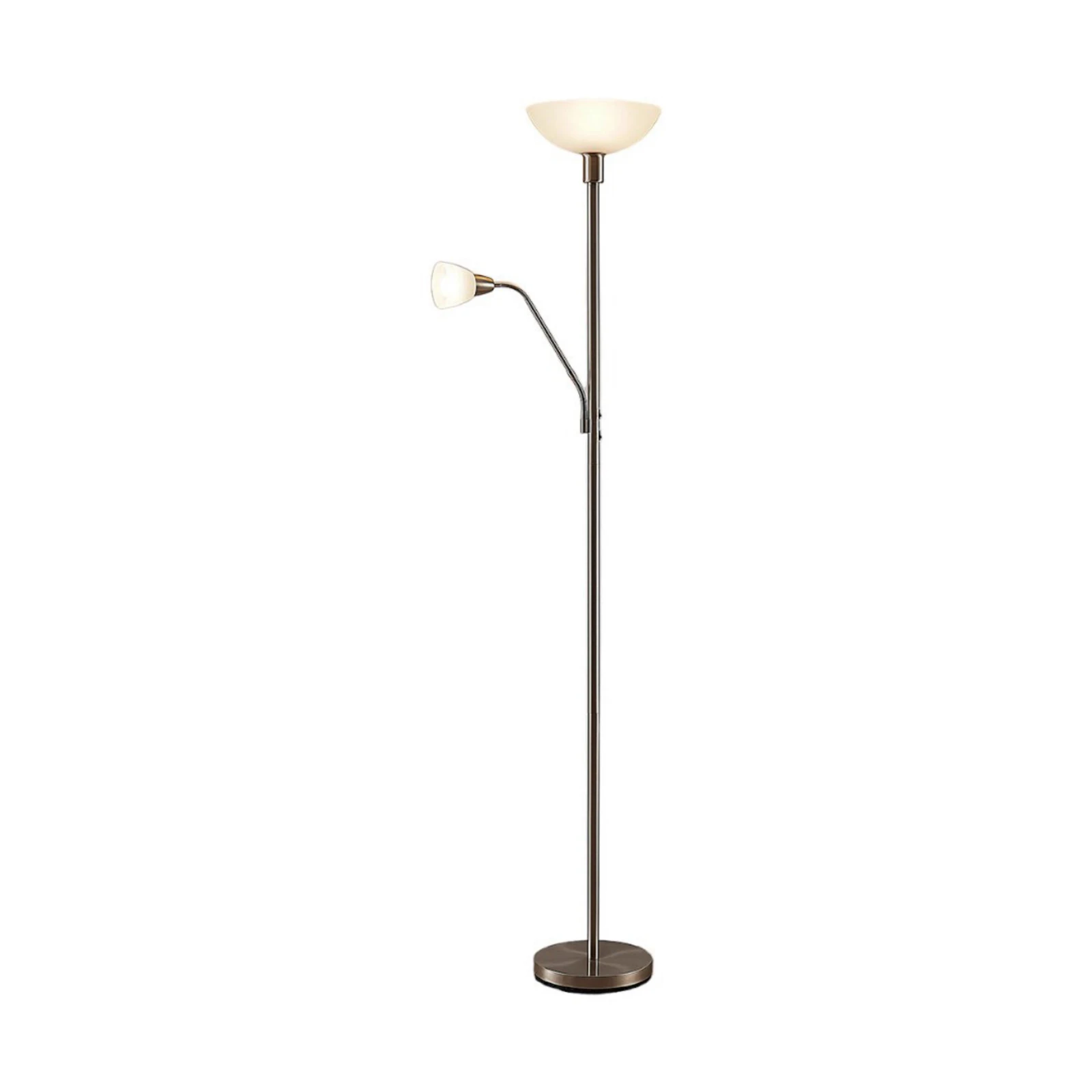 Lindby uplighter Jost, 180 cm, nikkelkleurig, leeslampje