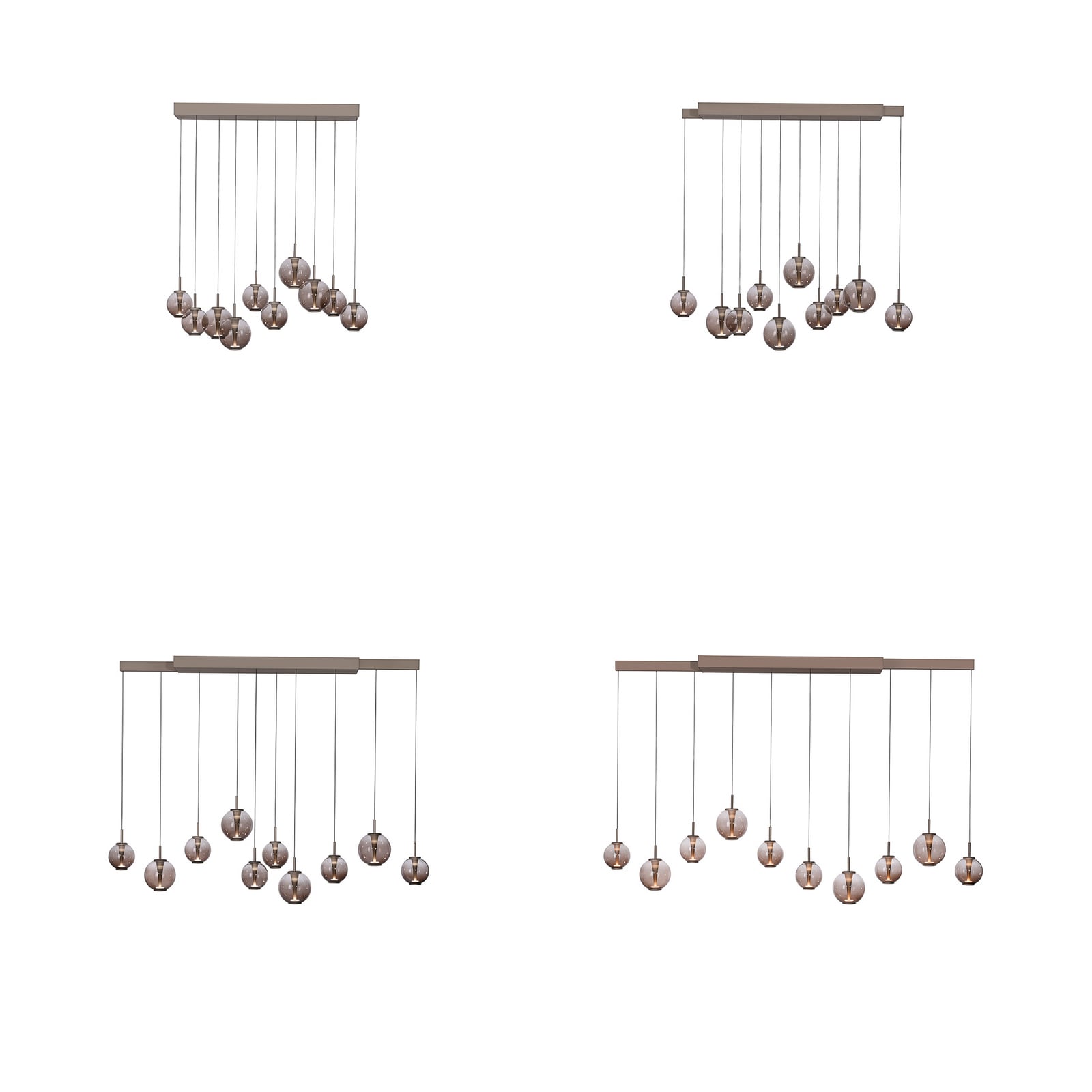 Lampa wisząca LED PURE E-Infinity brąz/bursztyn, 198 cm, 10-punktowa