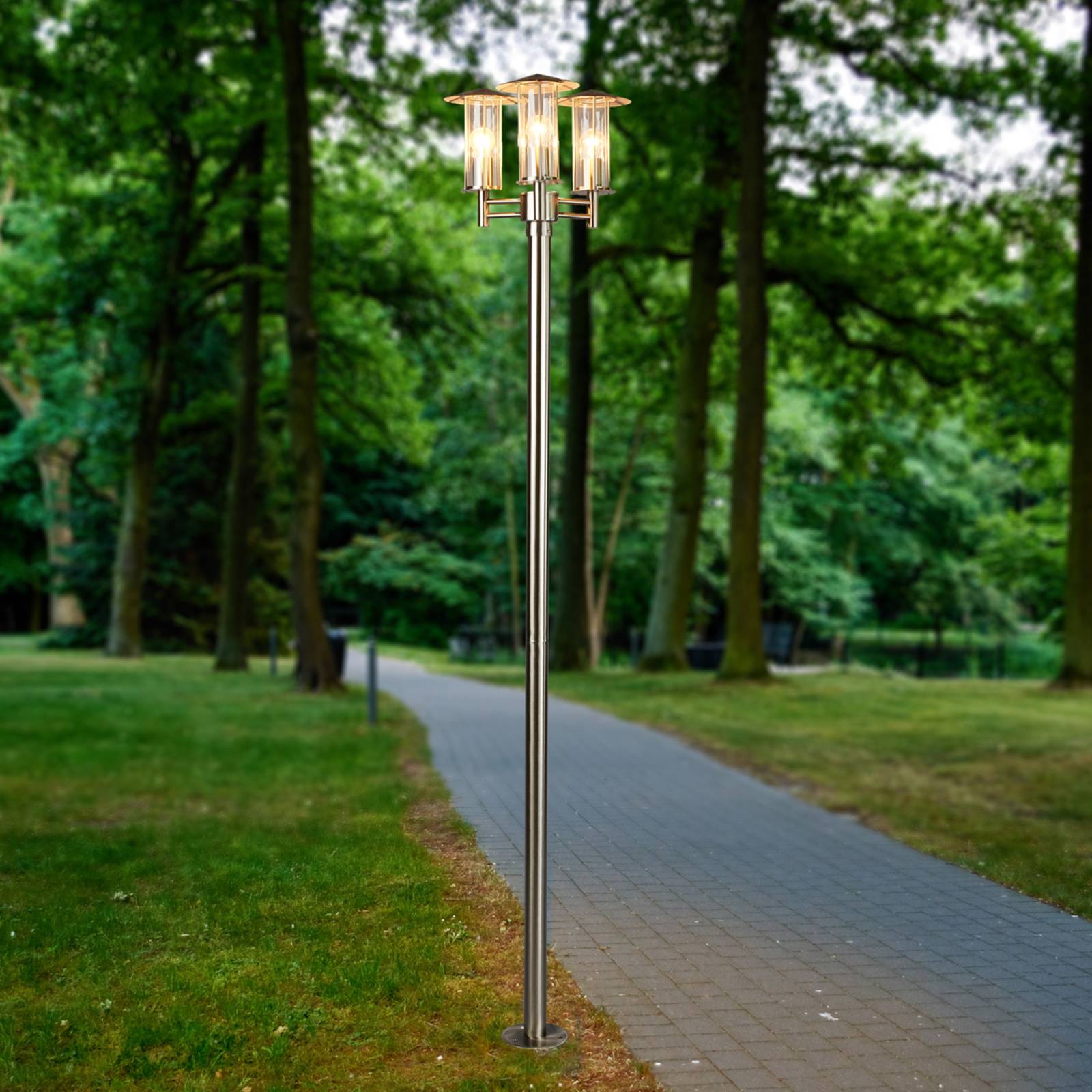 Lindby Modern 3-bulb lamp post Filko - Outdoor Lamp Post - Silver