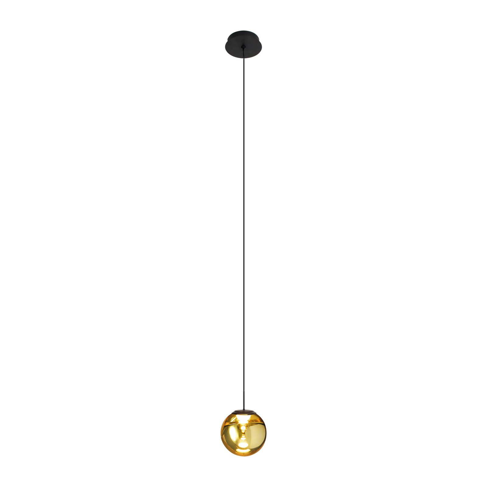 Suspension LED Altaïr, doré, Ø 15 cm, verre, 3.000 K