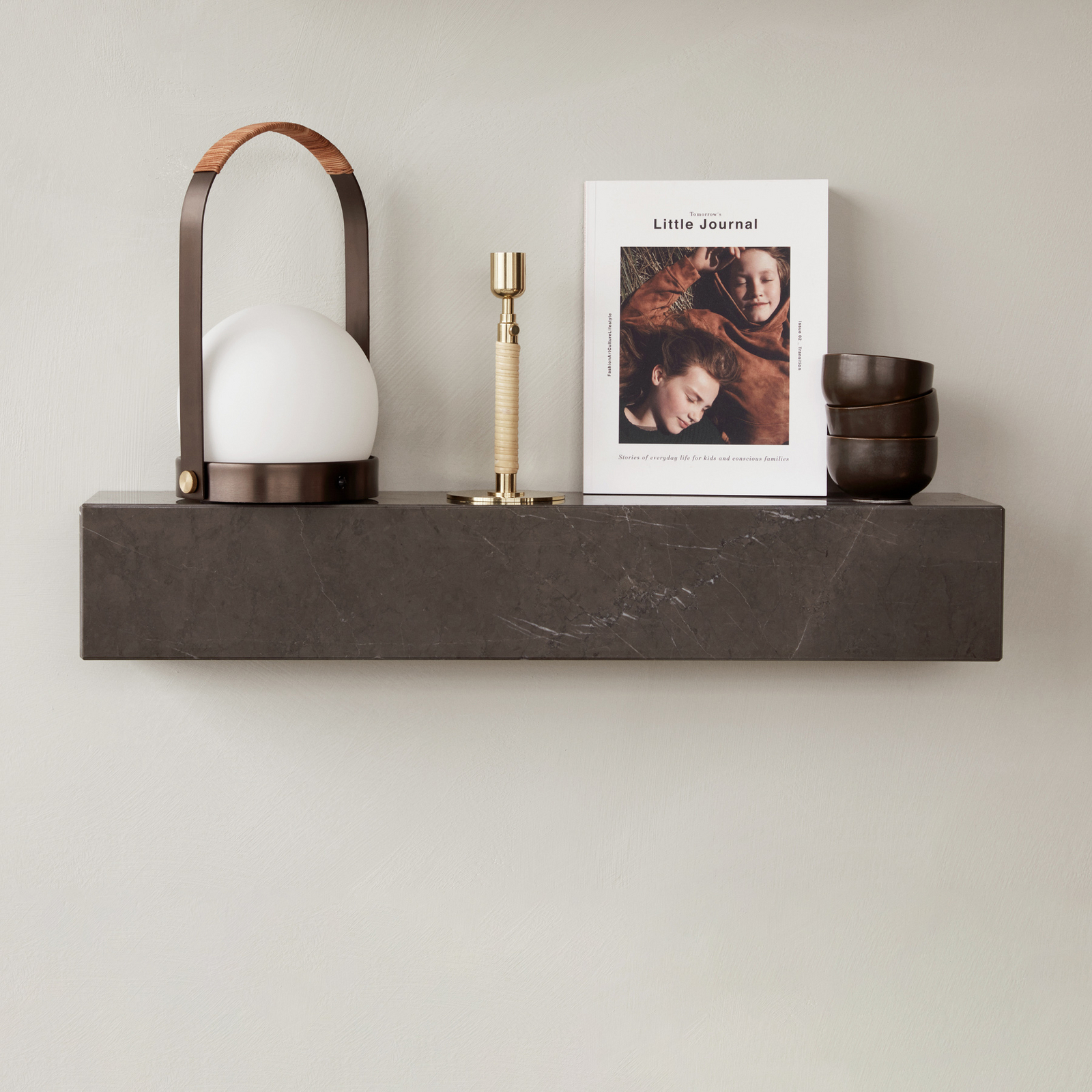 Plinth Etagère Brown Grey Kendzo Marble - Audo Copenhagen