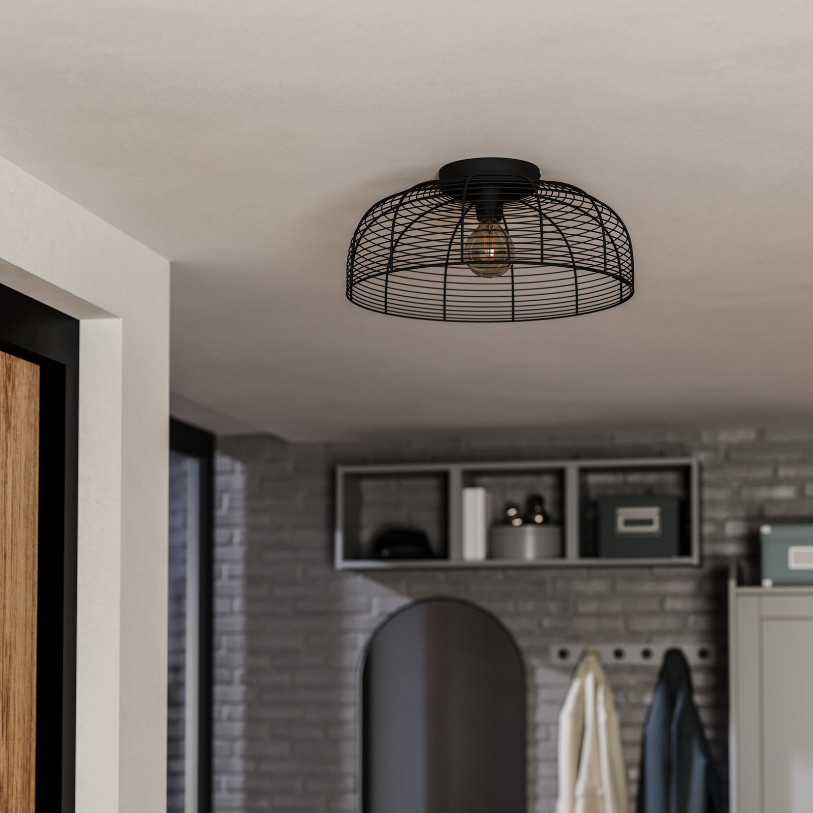 Осветително тяло за таван Rinroe, Ø 45 cm, черно, стомана