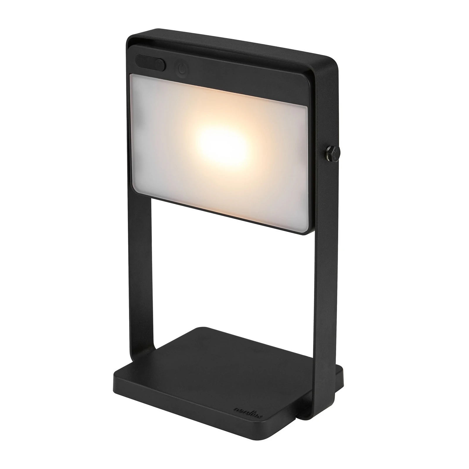 LED ηλιακή επιτραπέζια λάμπα Saulio, μαύρη, IP44, αλουμίνιο, USB, μπαταρία