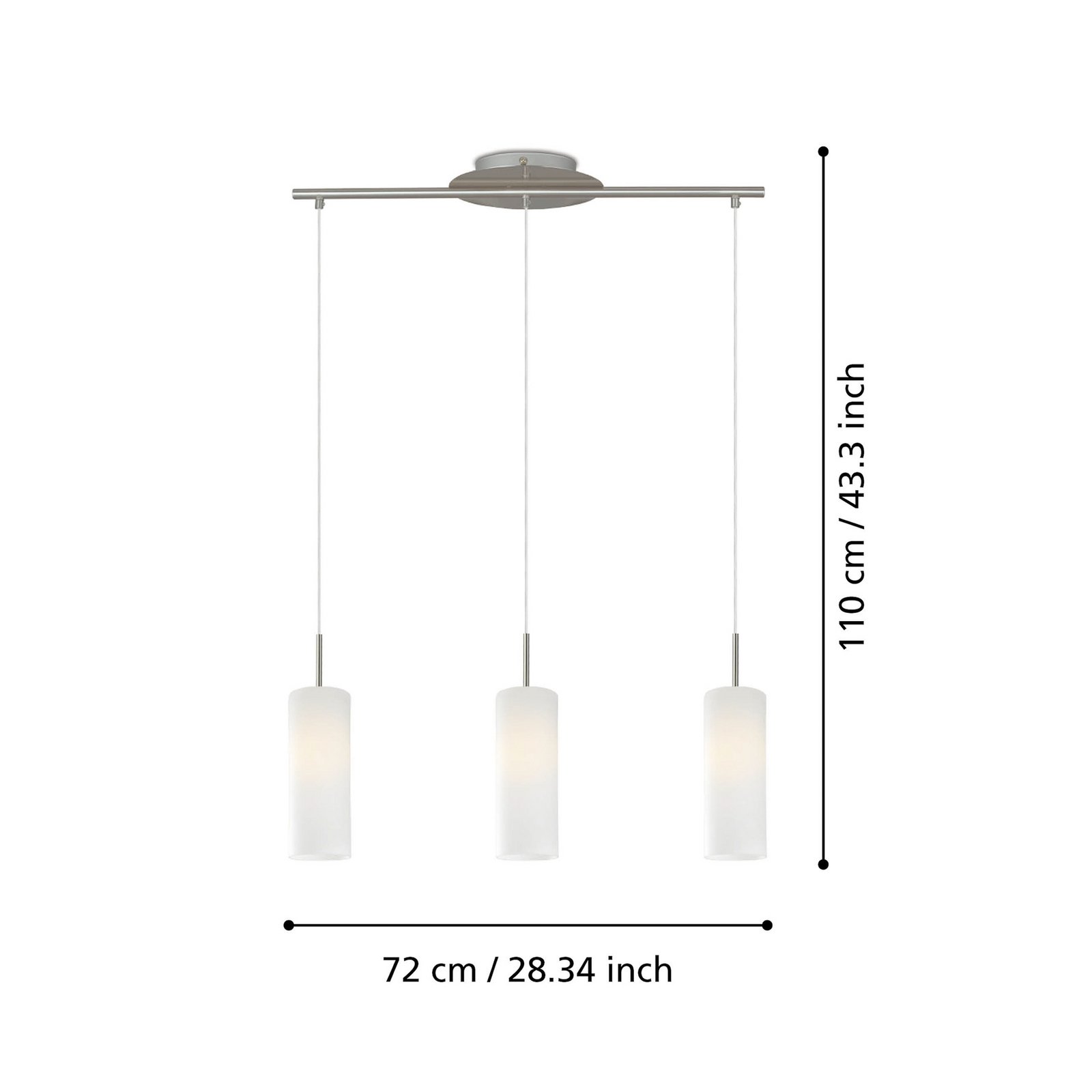 Lampada a sospensione Troy, nichel opaco/satinato, a 3 luci