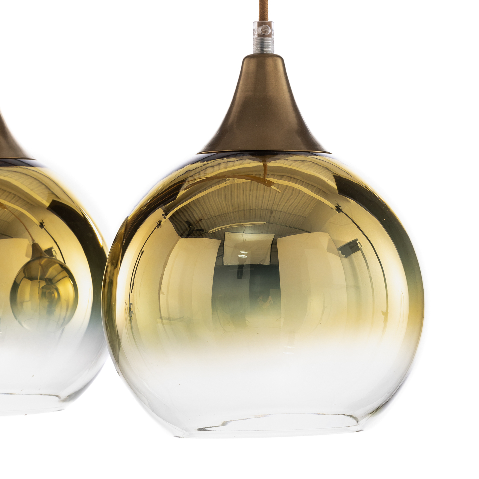 Monte pendant light, 3-bulb, linear, gold