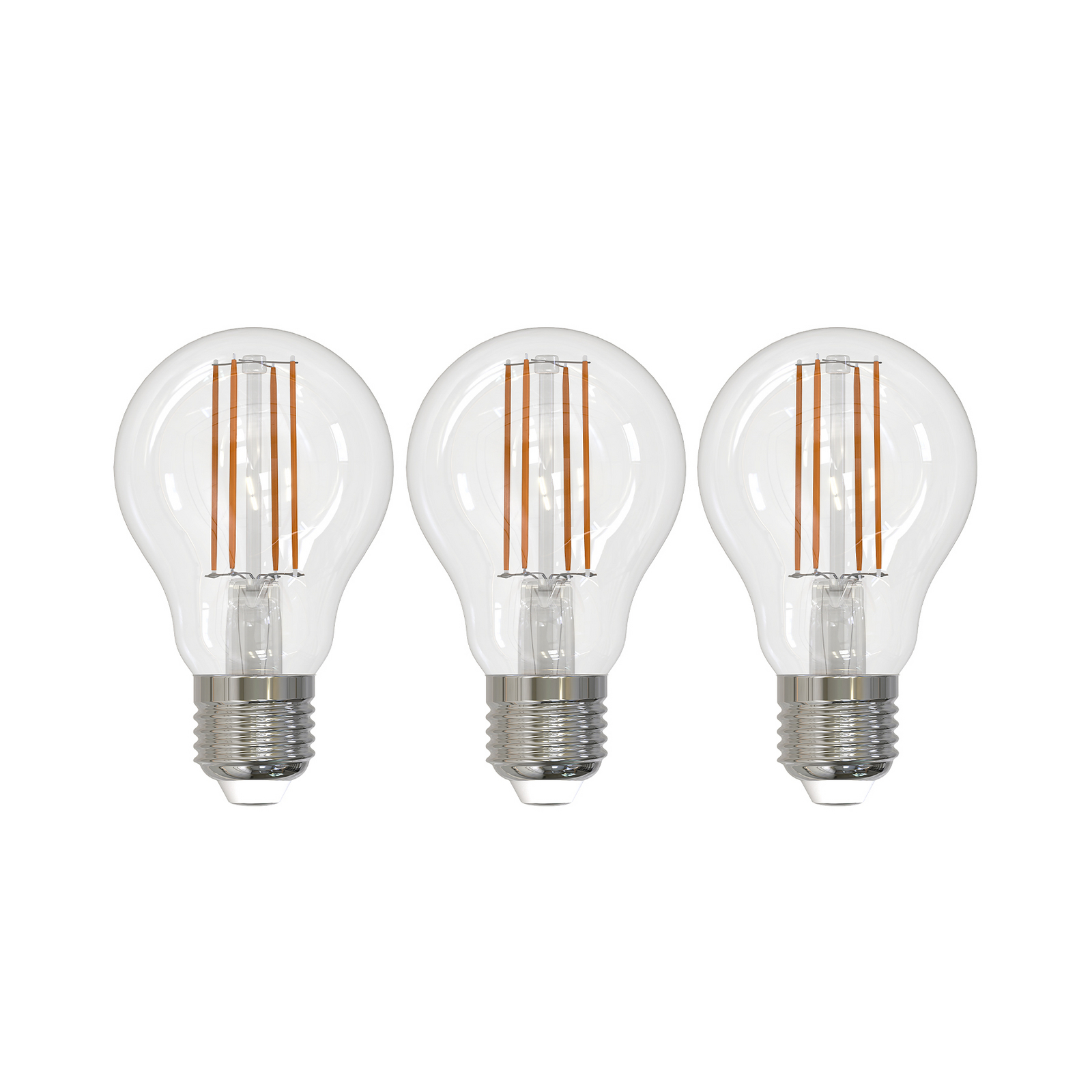 LED-filamentpære E27 6W klar 2.700K dæmpbar sæt med 3 stk
