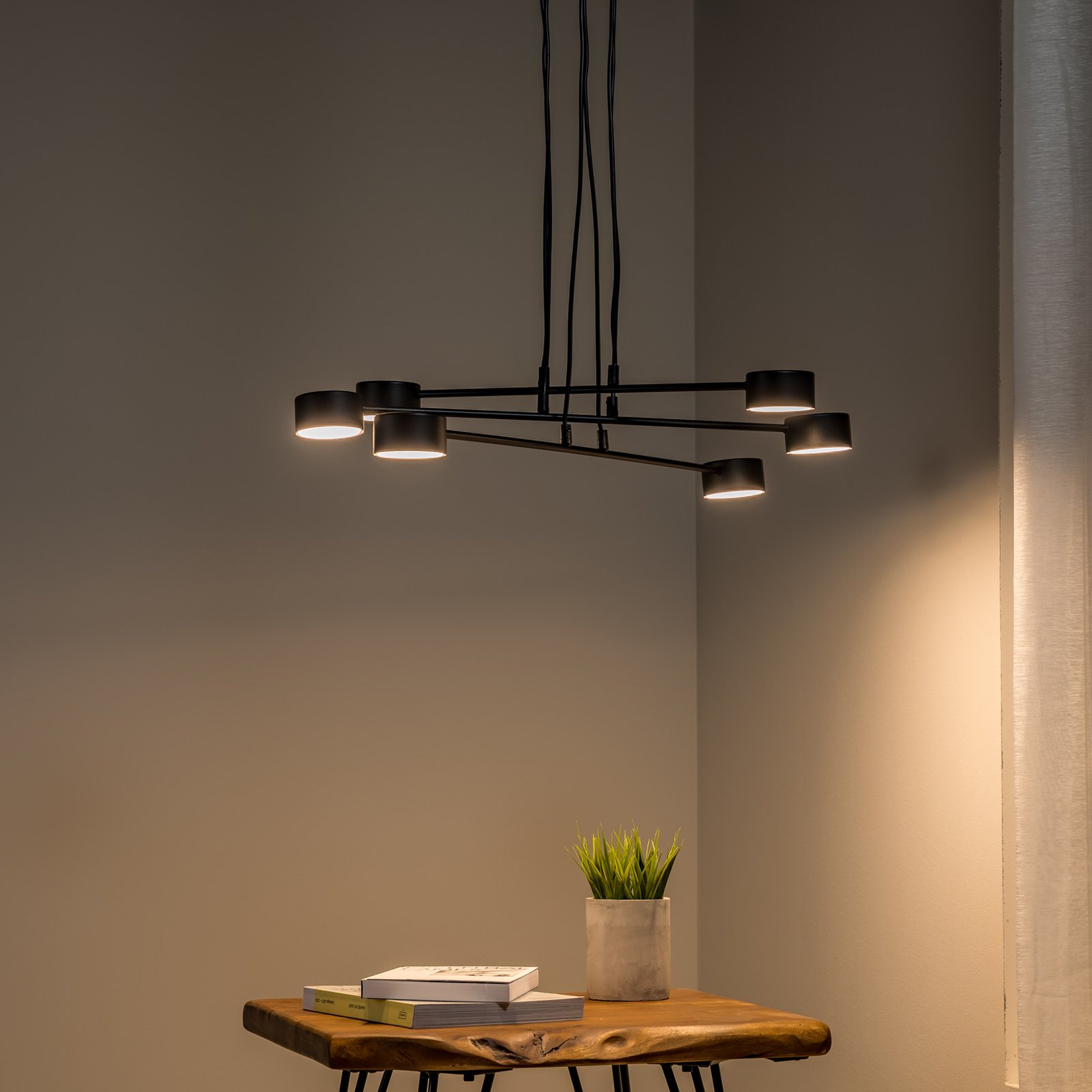 Modus 6 hanglamp, staal, 6-lamps, GX 53, zwart