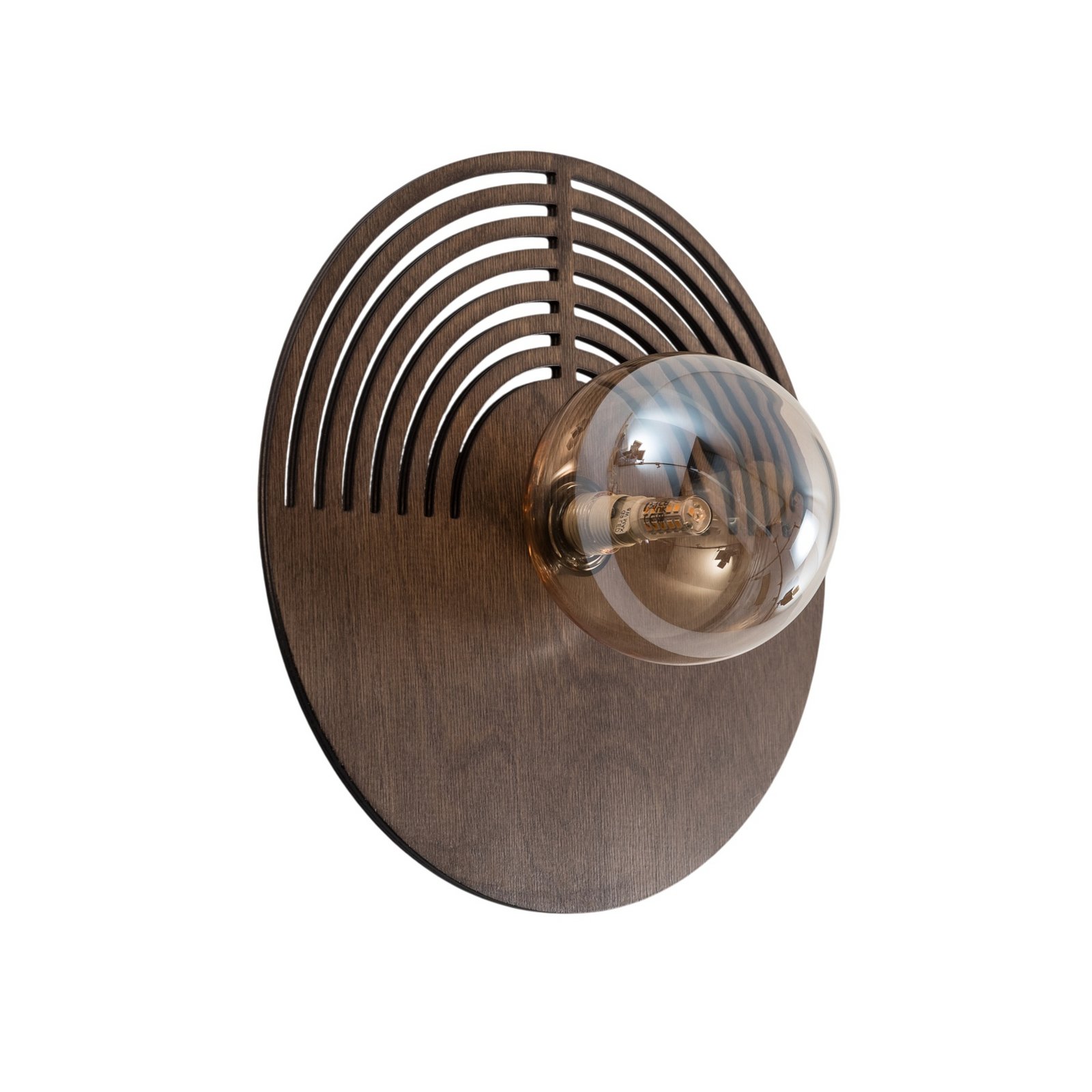 Wandleuchte Lunar, weiß/holzfarben, Ø 30 cm, G9