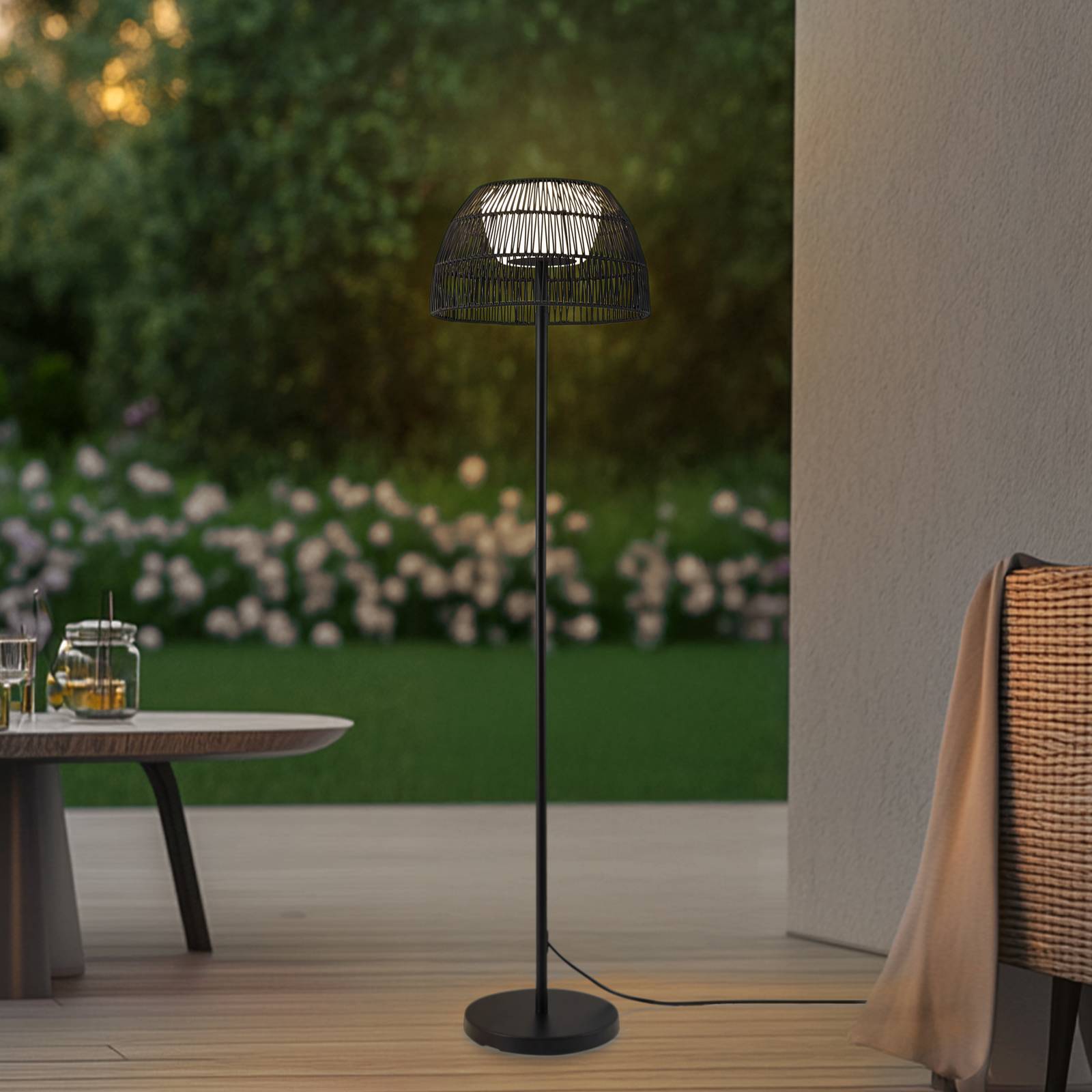 Lucande LED-Außenstehleuchte Heribio, schwarz, Eisen, 153 cm günstig online kaufen
