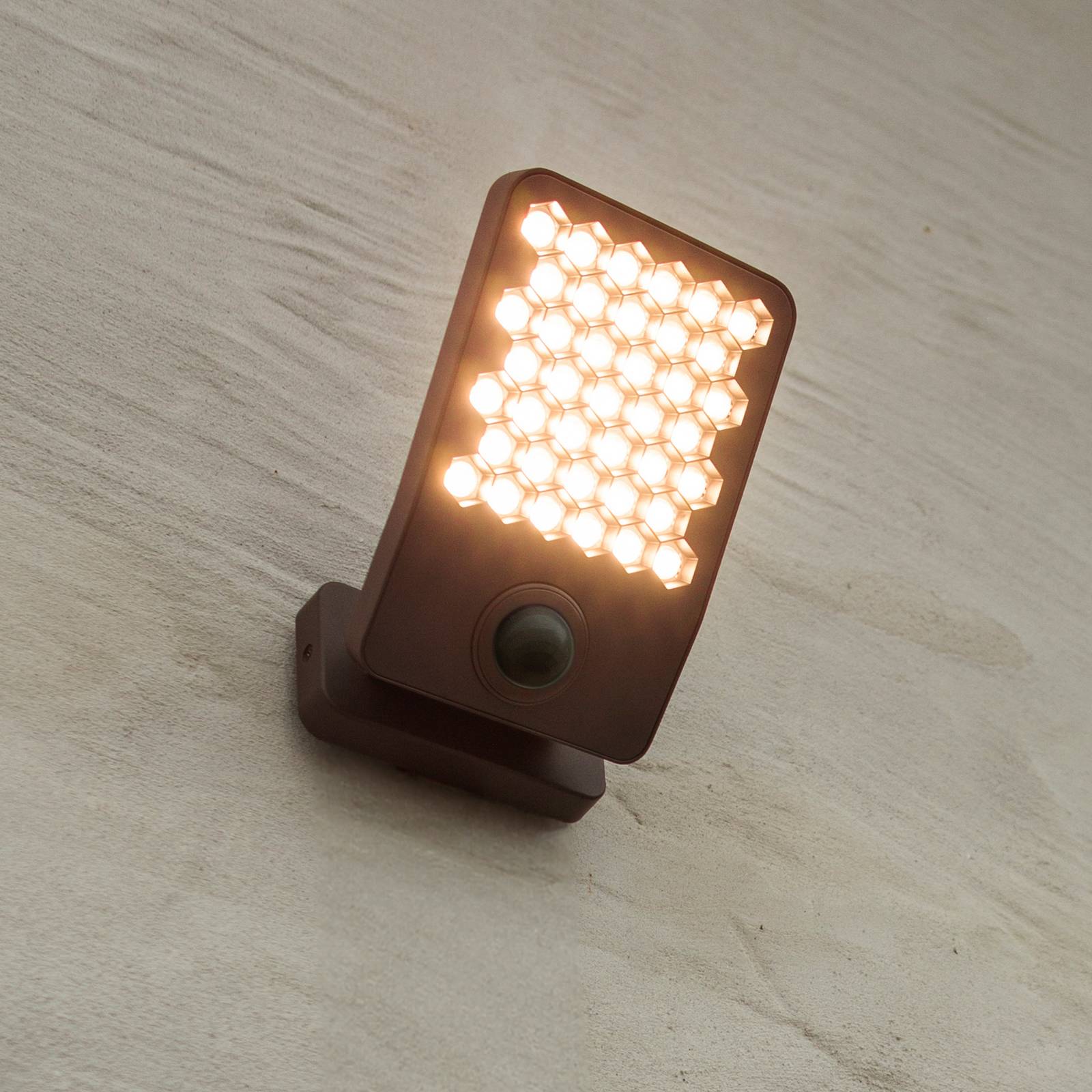 Lutec Atlantis Led Sensor-Activated Outdoor Wall Lamp, Dark Grey, 22 Cm, Ip54