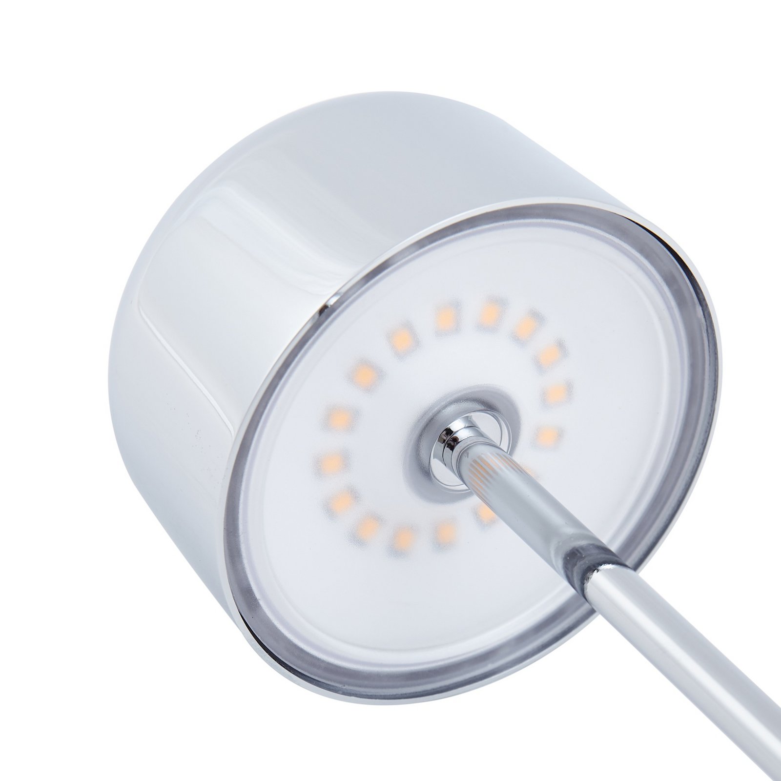 Quill LED rechargeable table lamp, CCT, chrome, dimmable - Lucande