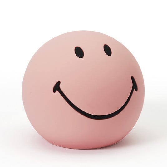 Smiley LED-bordlampe med batteri, rosa, silikon – Mr Maria