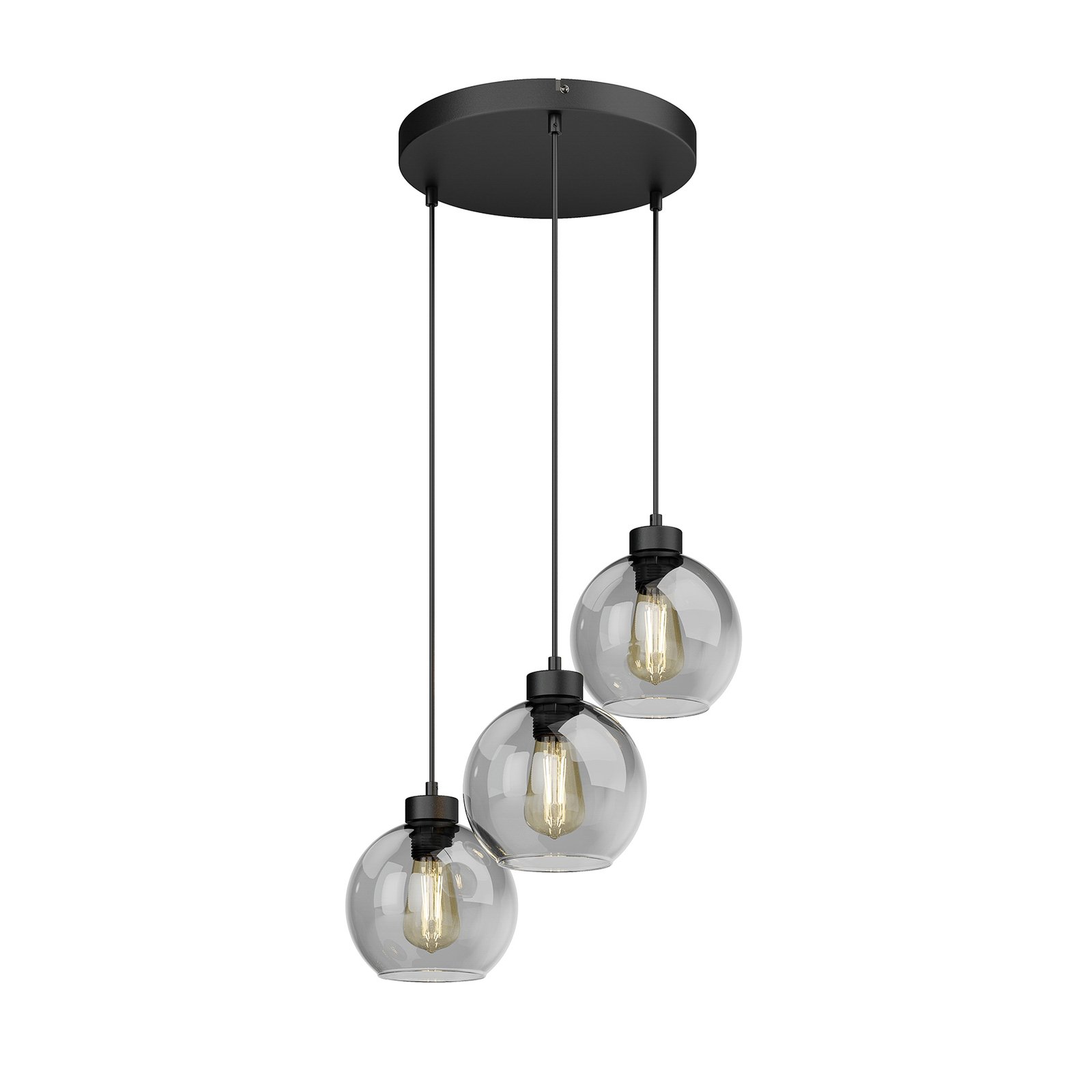 Hängeleuchte Cubus, Ø 50 cm, 3-flammig, rauchgrau, Glas