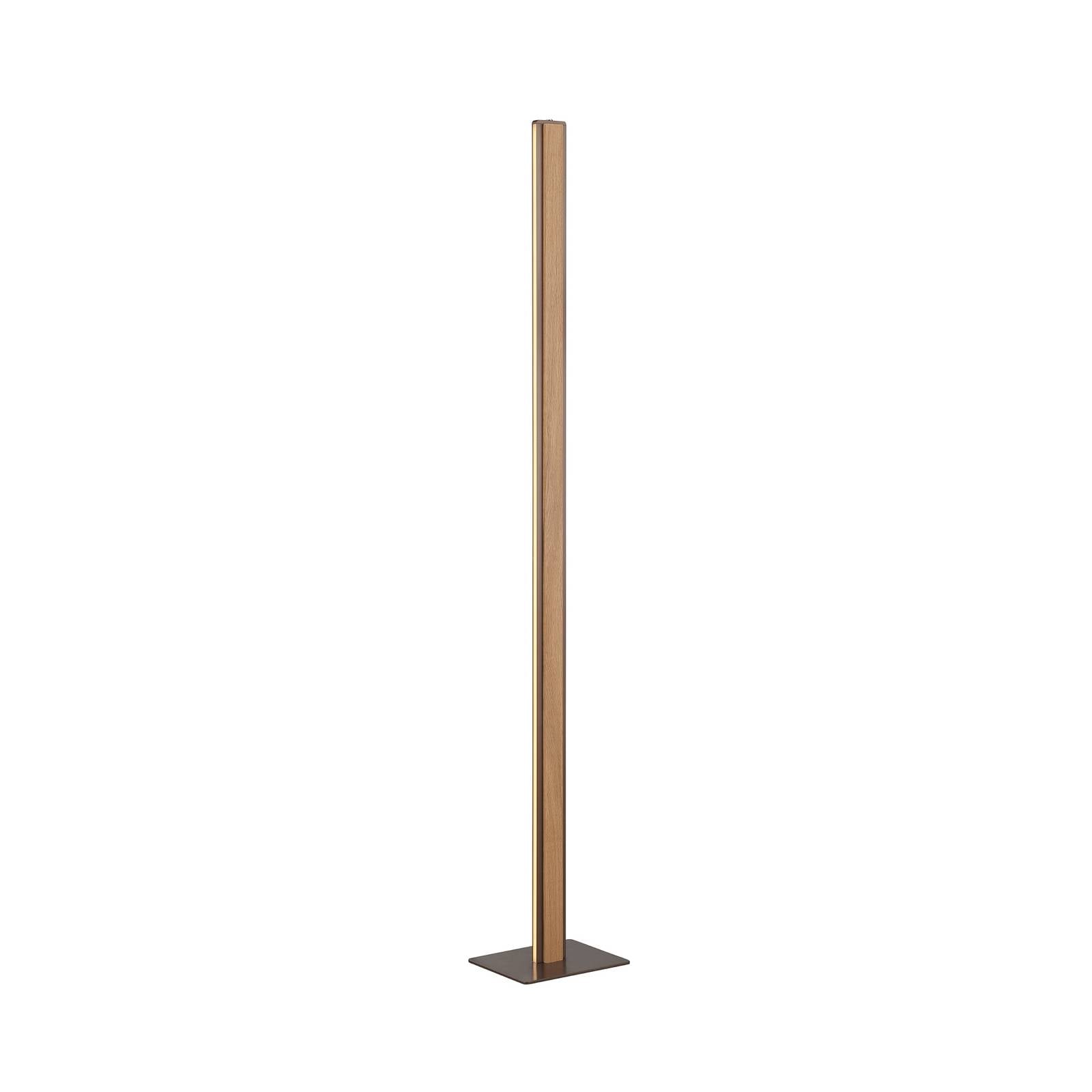 Lampa stojąca LED Arviso, kolor drewna, dąb, wysokość 142 cm, CCT