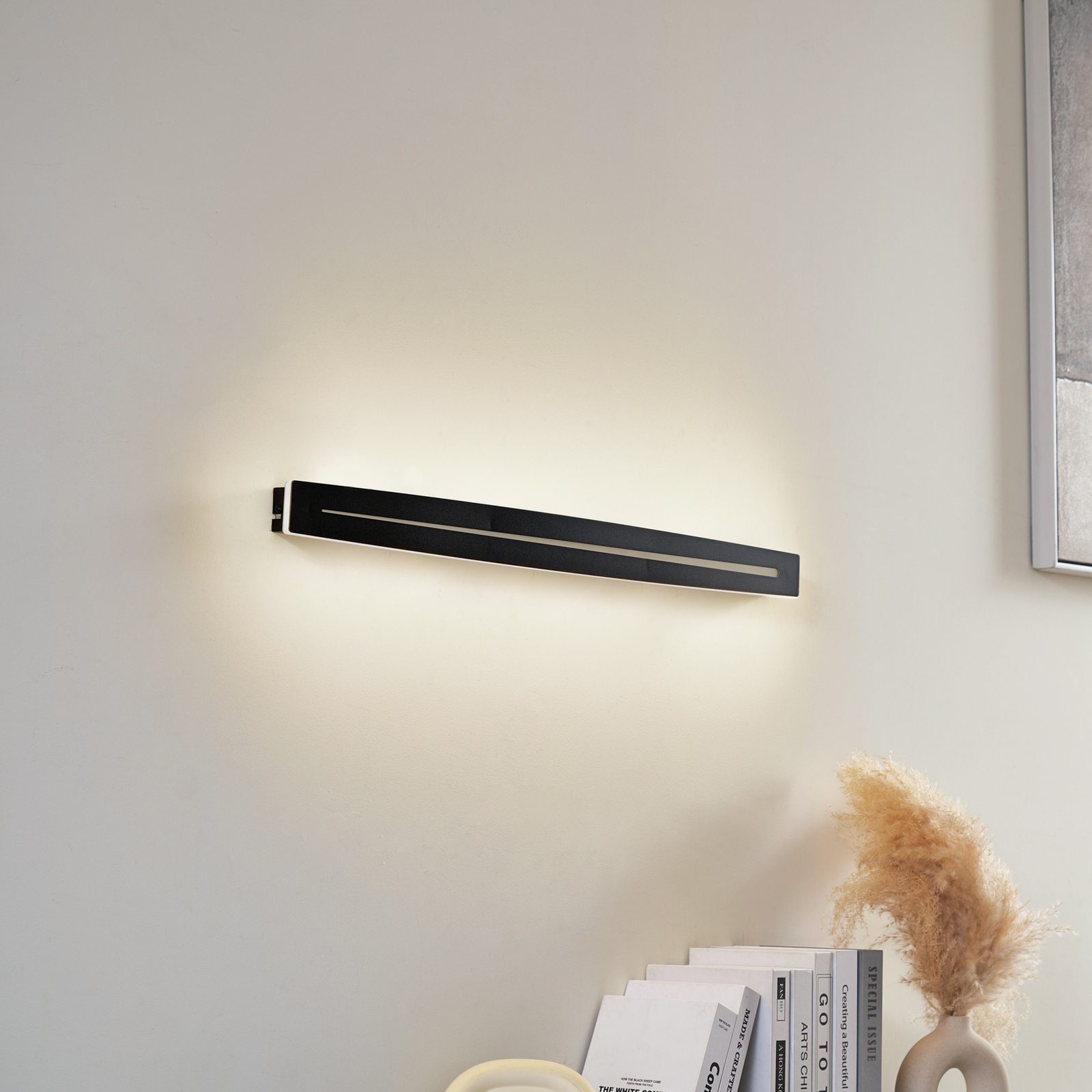 Lindby LED-es mennyezeti lámpa Benario, fekete, alumínium, 80 cm