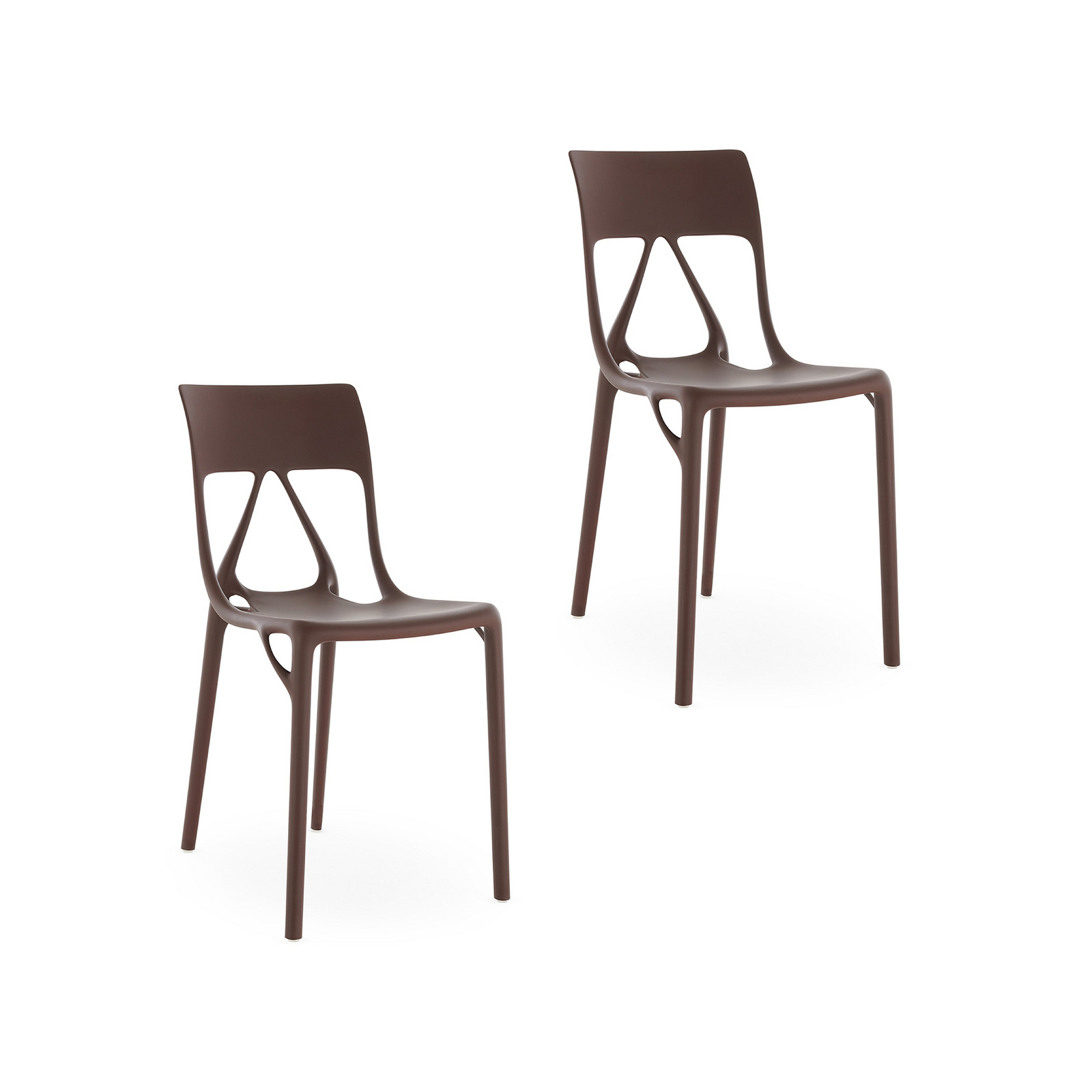 Chaises A.I. Lite, marron, hauteur 80 cm, lot de 2 - Kartell