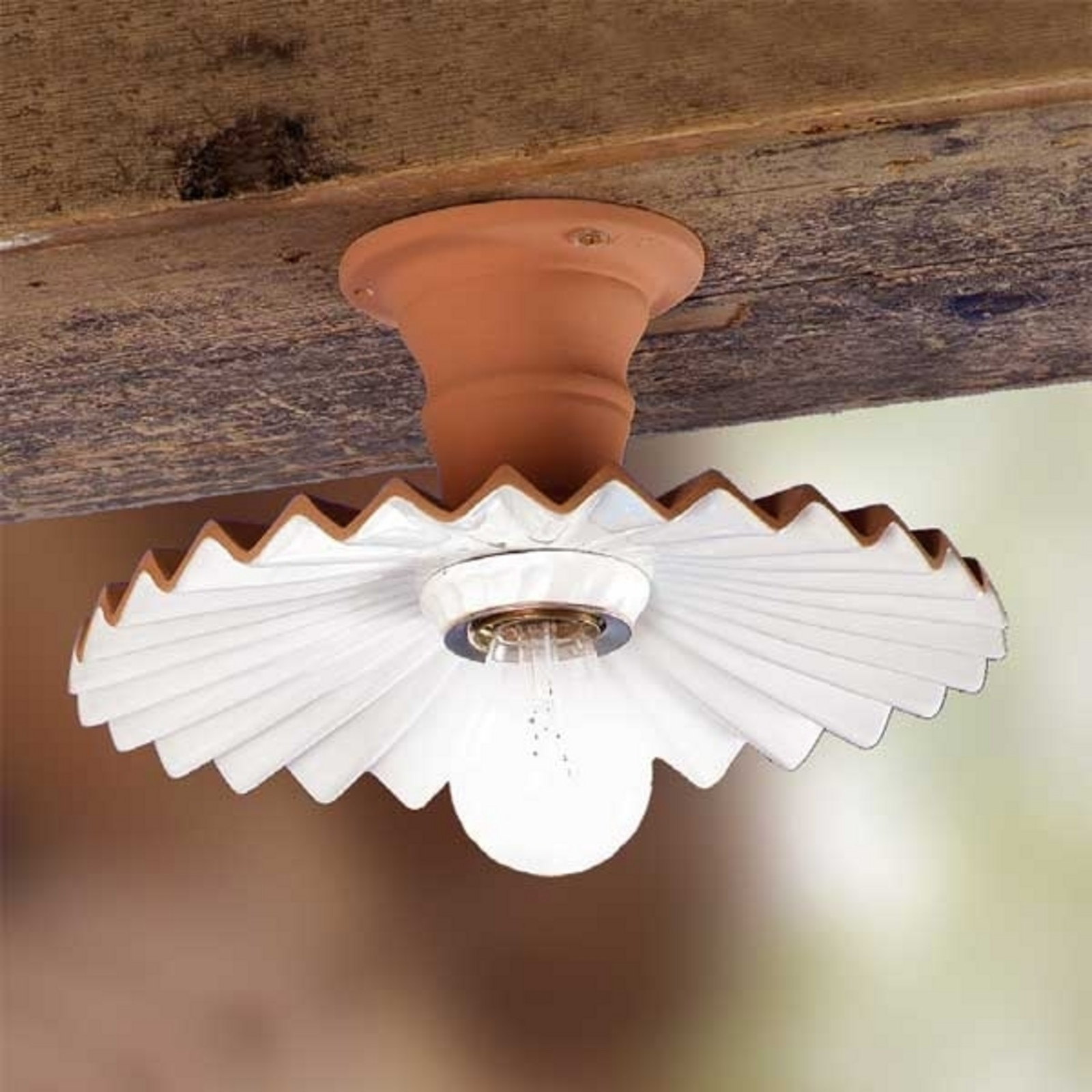 Ceramiche ARGILLA plafonieră aspect casă țărănească - Bucătărie - Mediterană - alb teracotă - Ceramică