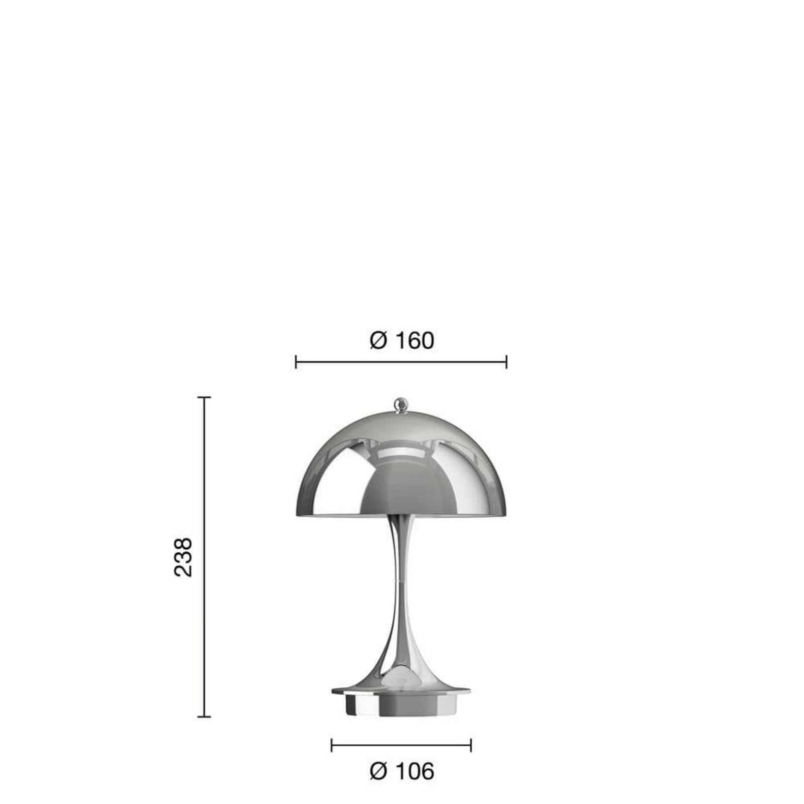 Panthella 160 Prenosné Stolová Lampa V3 High Lustre Chróm Plated - Louis Poulsen