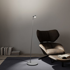 Puk! 80 Floor LED lentes claras/mate, cromo mate