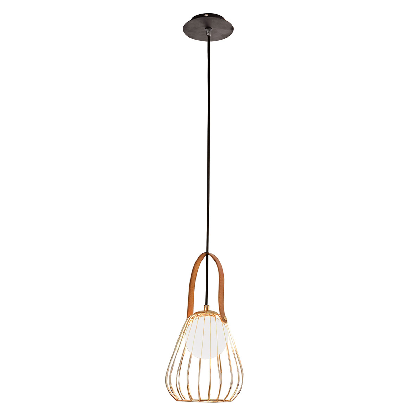 Pendelleuchte Levik mit goldenem Käfig Ø 18 cm Pendelleuchte Levik mit goldenem Käfig Ø 18 cm