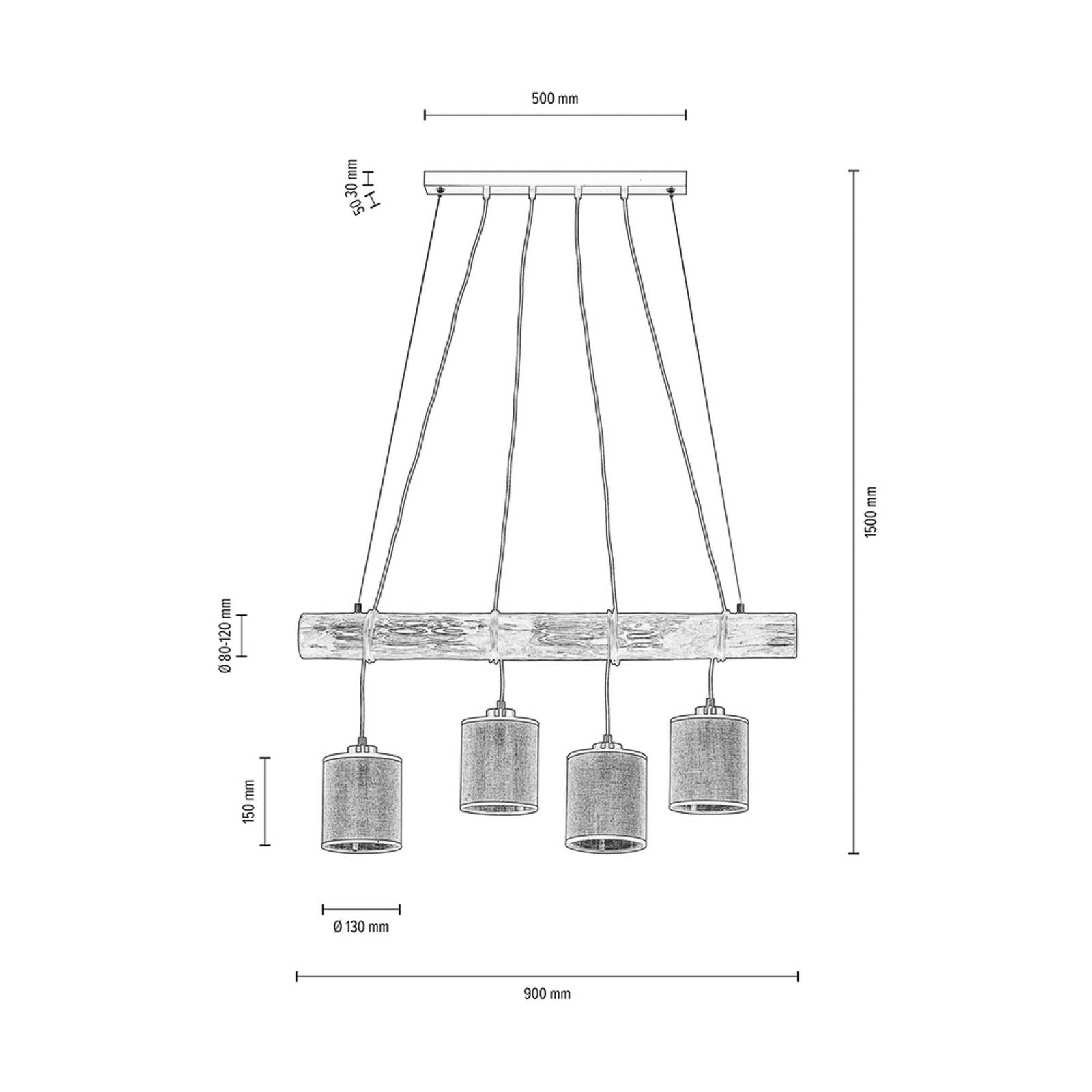 Euluna Suspension Freniso pin beige à 4 lampes