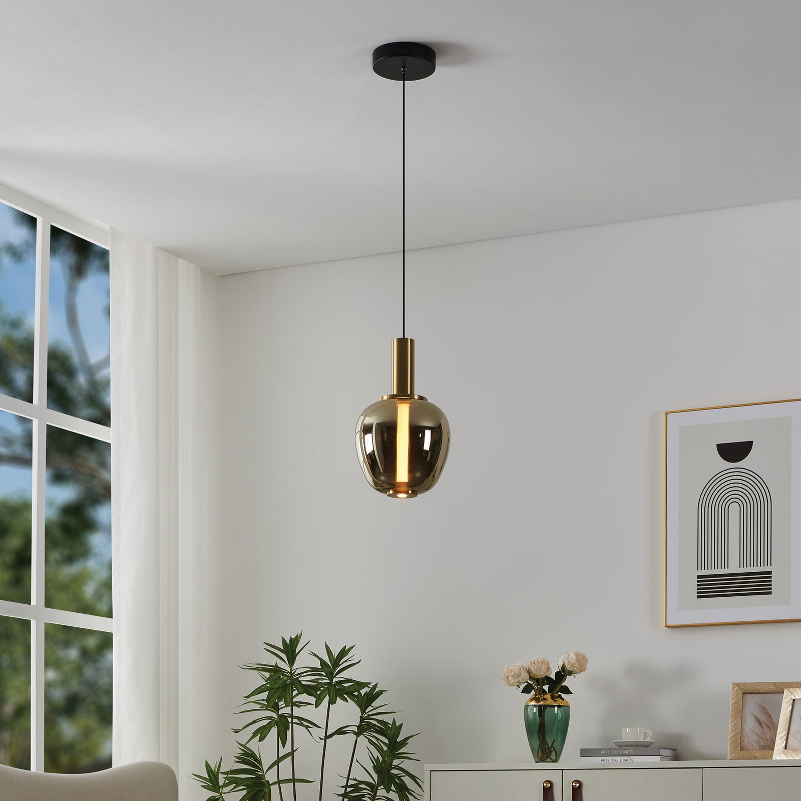 Suspension LED Stars of Light Fruitera dorée Ø 21 cm en verre CCT